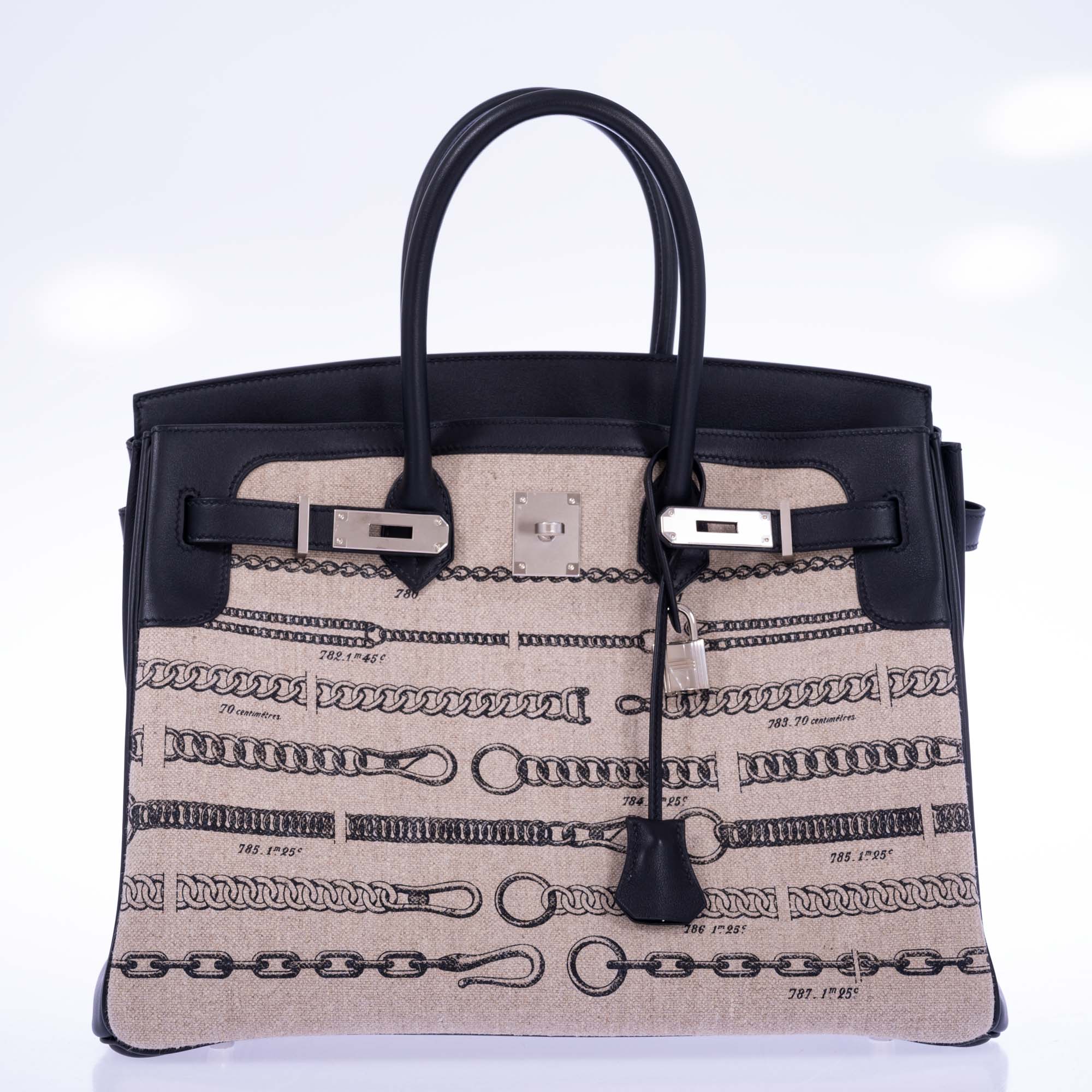 Hermès Birkin 35 De Camp Dechainee Toile And Black Veau Swift Palladium Hardware、mySite、garminoutage.com