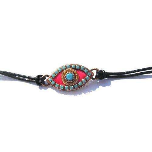 Michal Golan Blue Stone and Hot Pink Evil Eye Wrap Bracelet、mySite、topwebapps