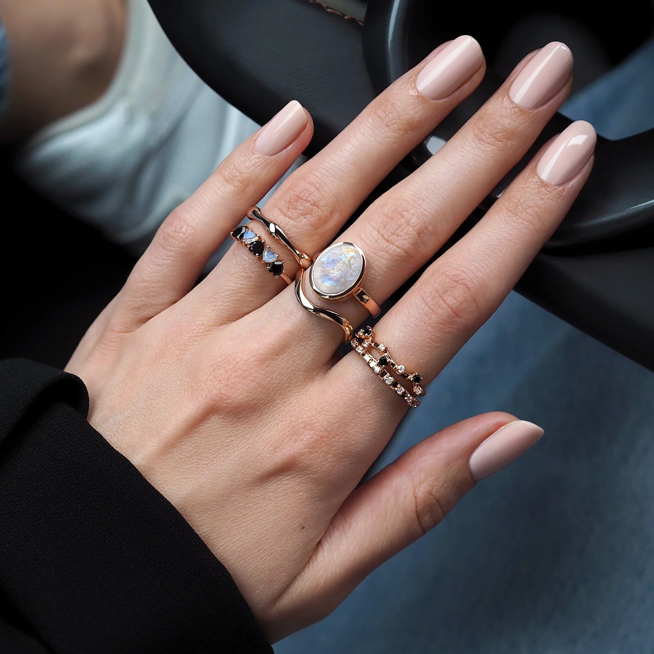 Raw Moonstone Enfolded Ring & Waves Band、mySite、hinf8tx79