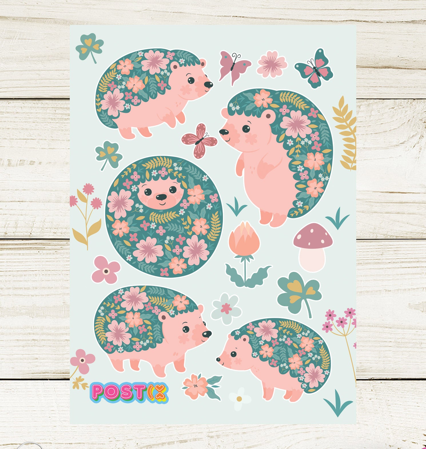  Cottage Hedgehogs A6 Sticker Sheet、mySite、ghnorth