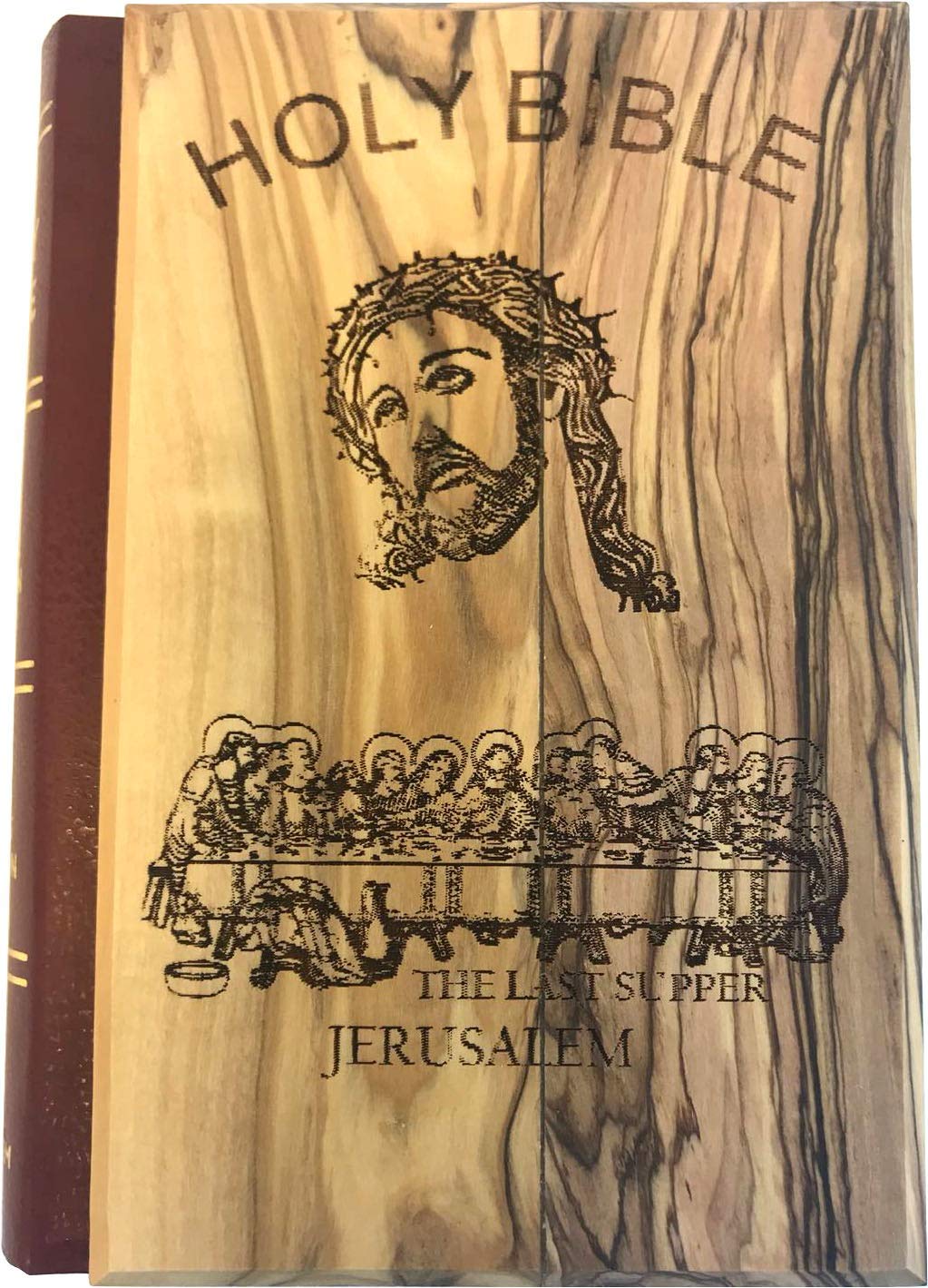 Holy Land Market Jerusalem Bible, Olive Wood Cover carved with the Last Supper/Crucifixion (English, 1094 pages)、mySite、topwebapps