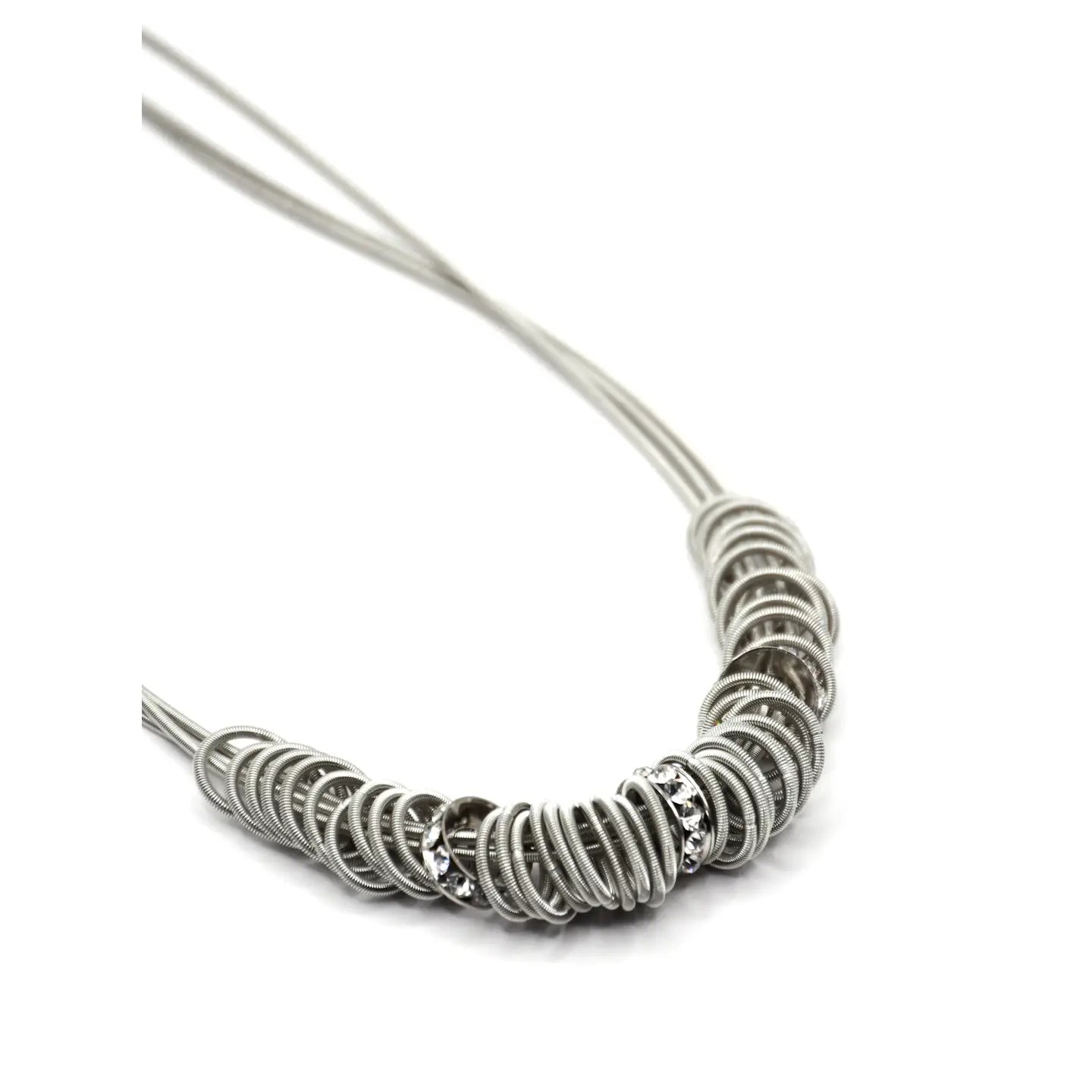  Silver Wire Necklace with Sliver Rings and Crystals、mySite、elrpsem3k
