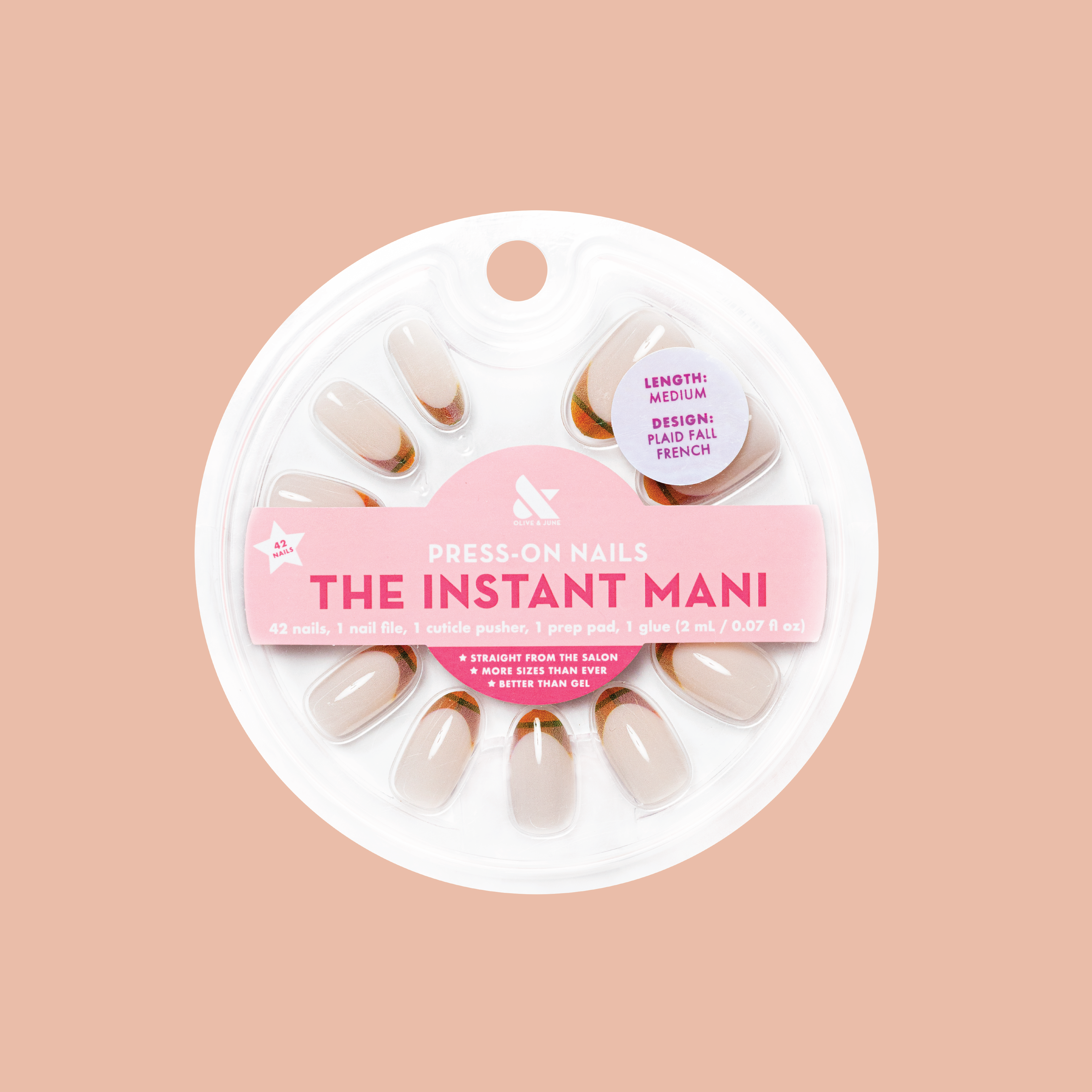 Plaid Fall French - Press-On | Medium | Oval、mySite、solidvoid