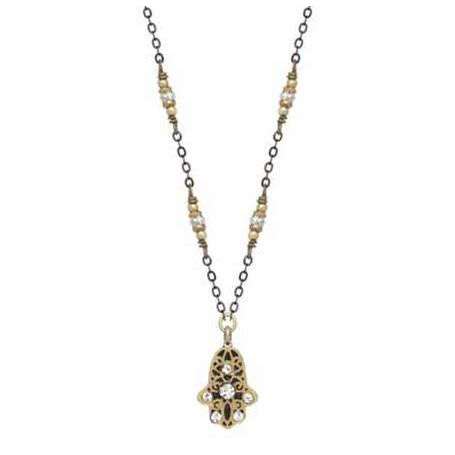 Michal Golan Tiny Black Hamsa Necklace、mySite、topwebapps