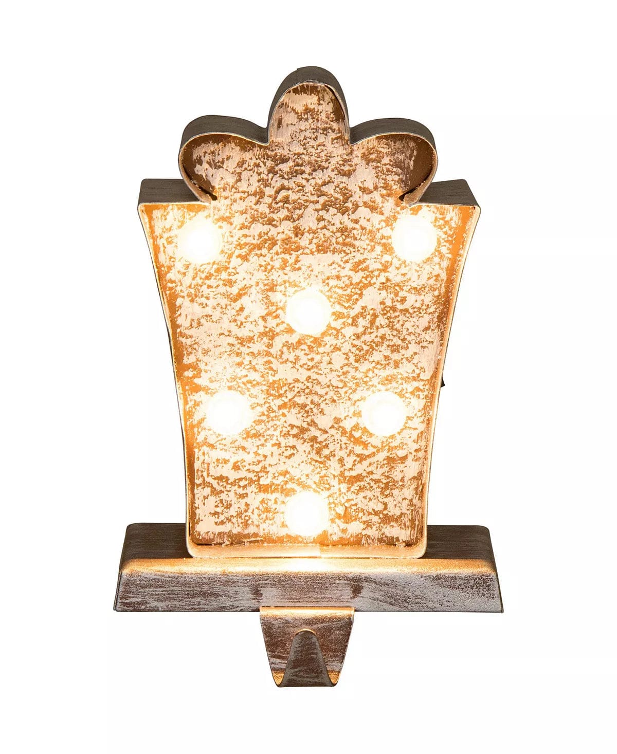 LED Wooden Giftbox Stocking Holder Christmas Collection 7.50 H Marquee Imported、mySite、g9winljtr