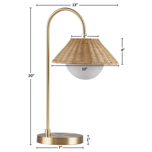 Rattan Weave Shade Table Lamp Gold/Natural See below、、eastwooduniform