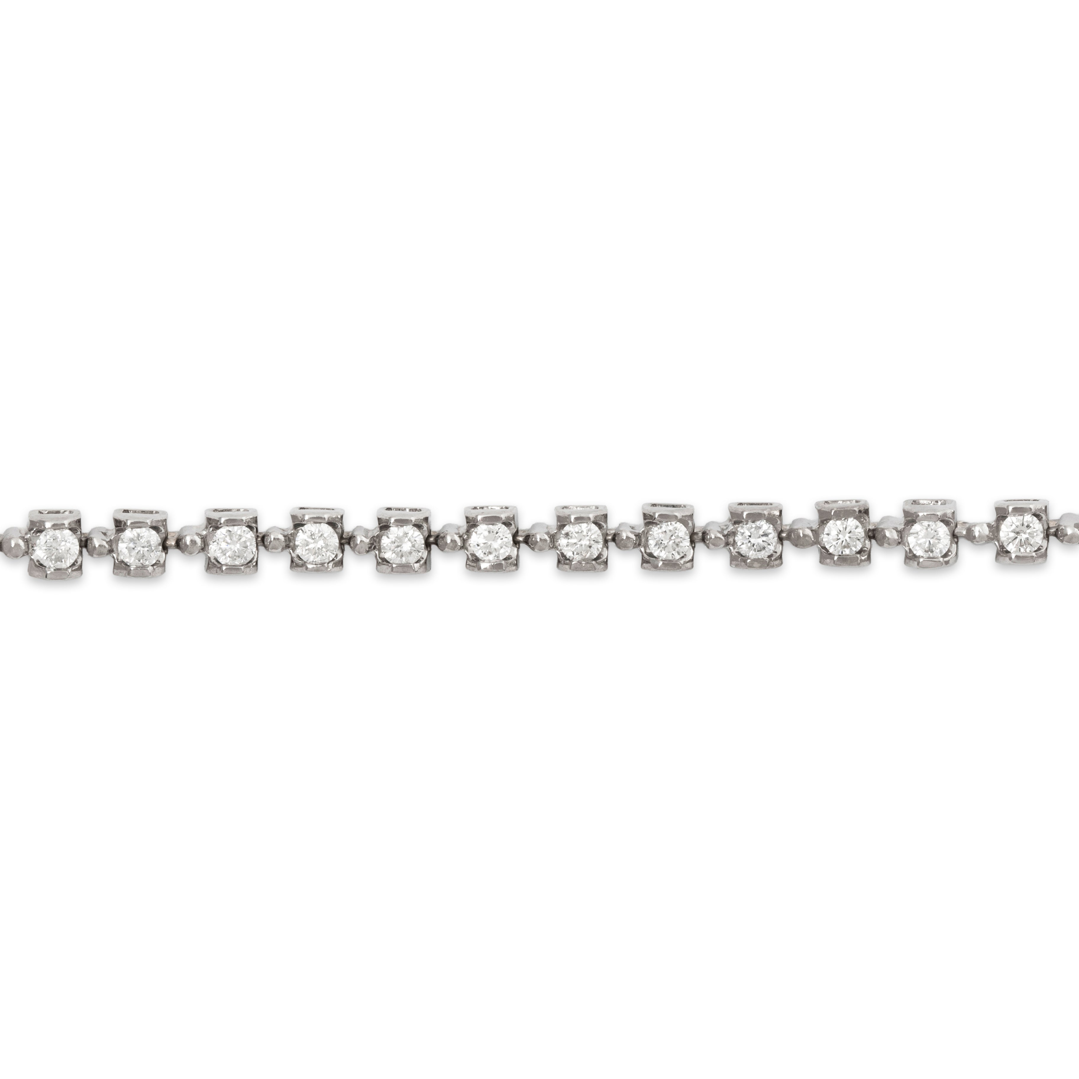 Vintage 18k White Gold 1.482cttw Diamond Timeless Link Tennis Bracelet 6.75、mySite、hinf8tx79