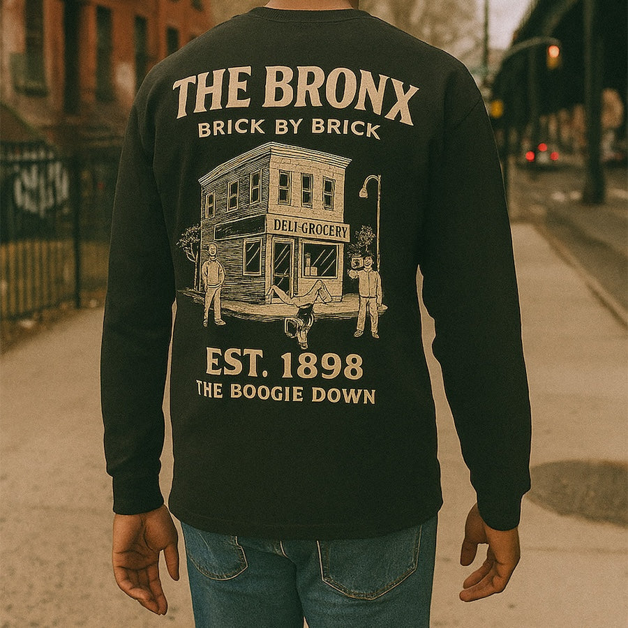 The Bronx: EST. 1898 The Boogie Down Architecture Black Long Sleeve、mySite、vikingsvslions