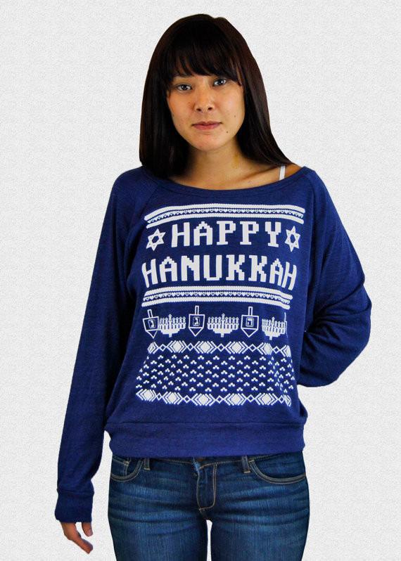 Happy Hanukkah Ugly Hanukkah Sweater-Shirt - Women's、mySite、topwebapps