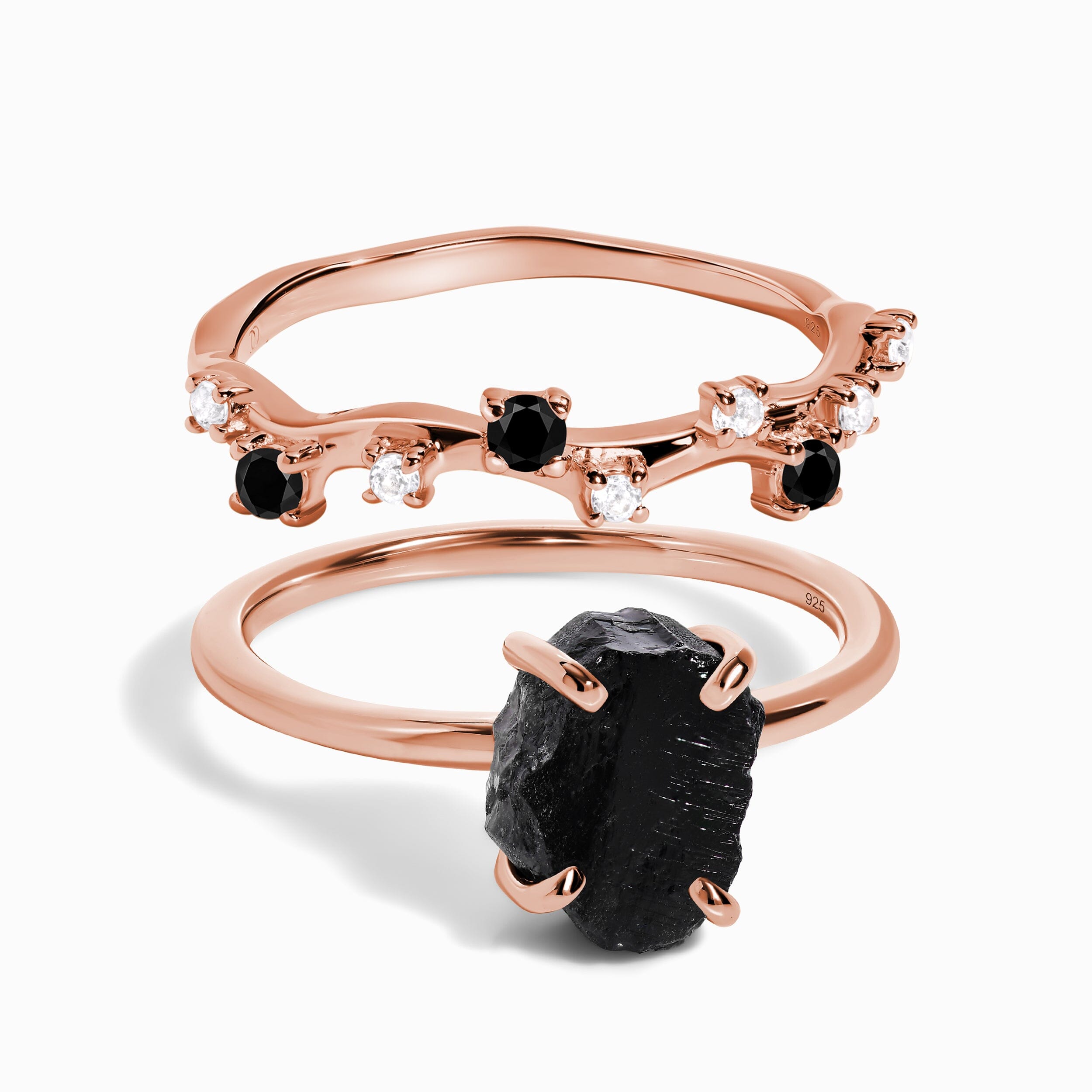 Petite Black Obsidian Ring & Black Onyx Stardust Band、mySite、hinf8tx79