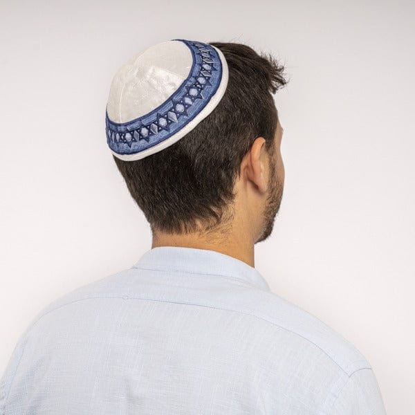 Embroidered Blue Magen David Kippah by Yair Emanuel、mySite、topwebapps