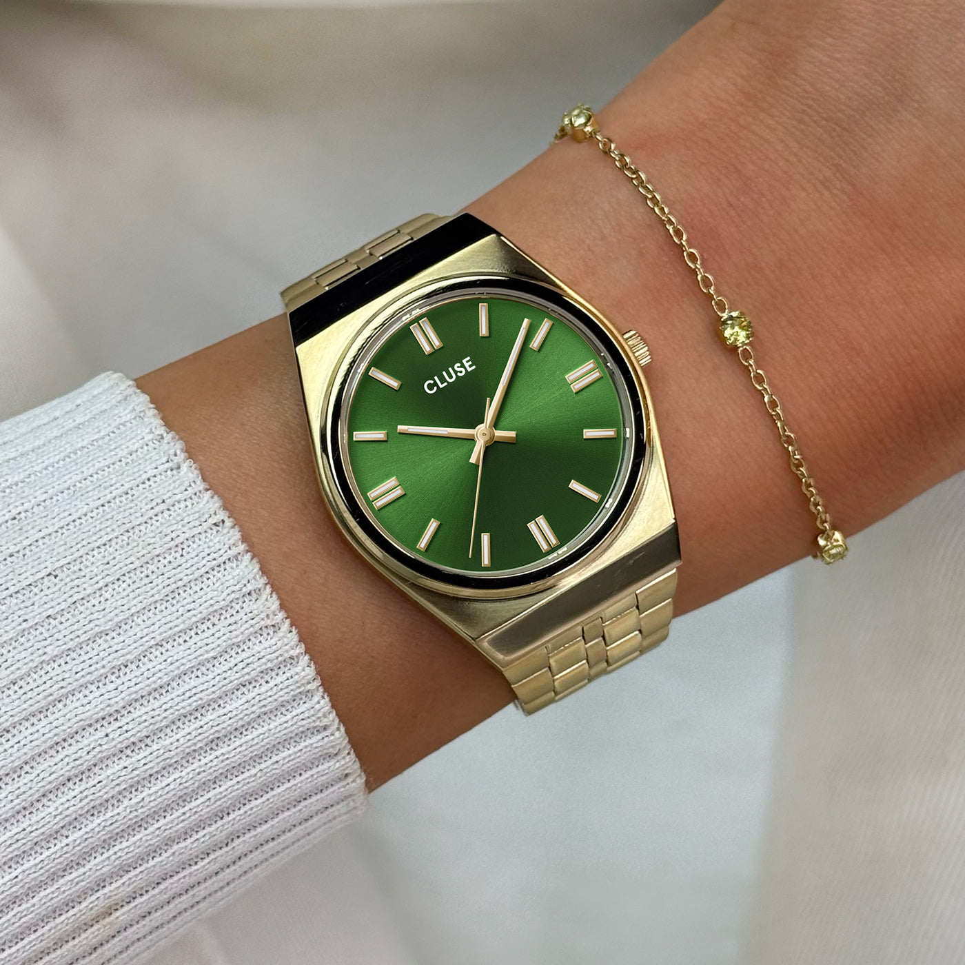 Retro 70's Watch Steel, Forest Green, Gold Colour、mySite、botmansion