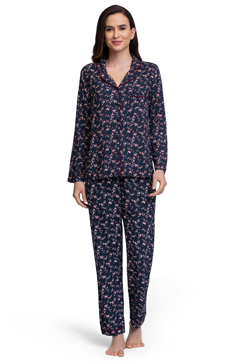  Full Length Pyjama Bottom - Floral Pr Navy、mySite、justintrudeaud