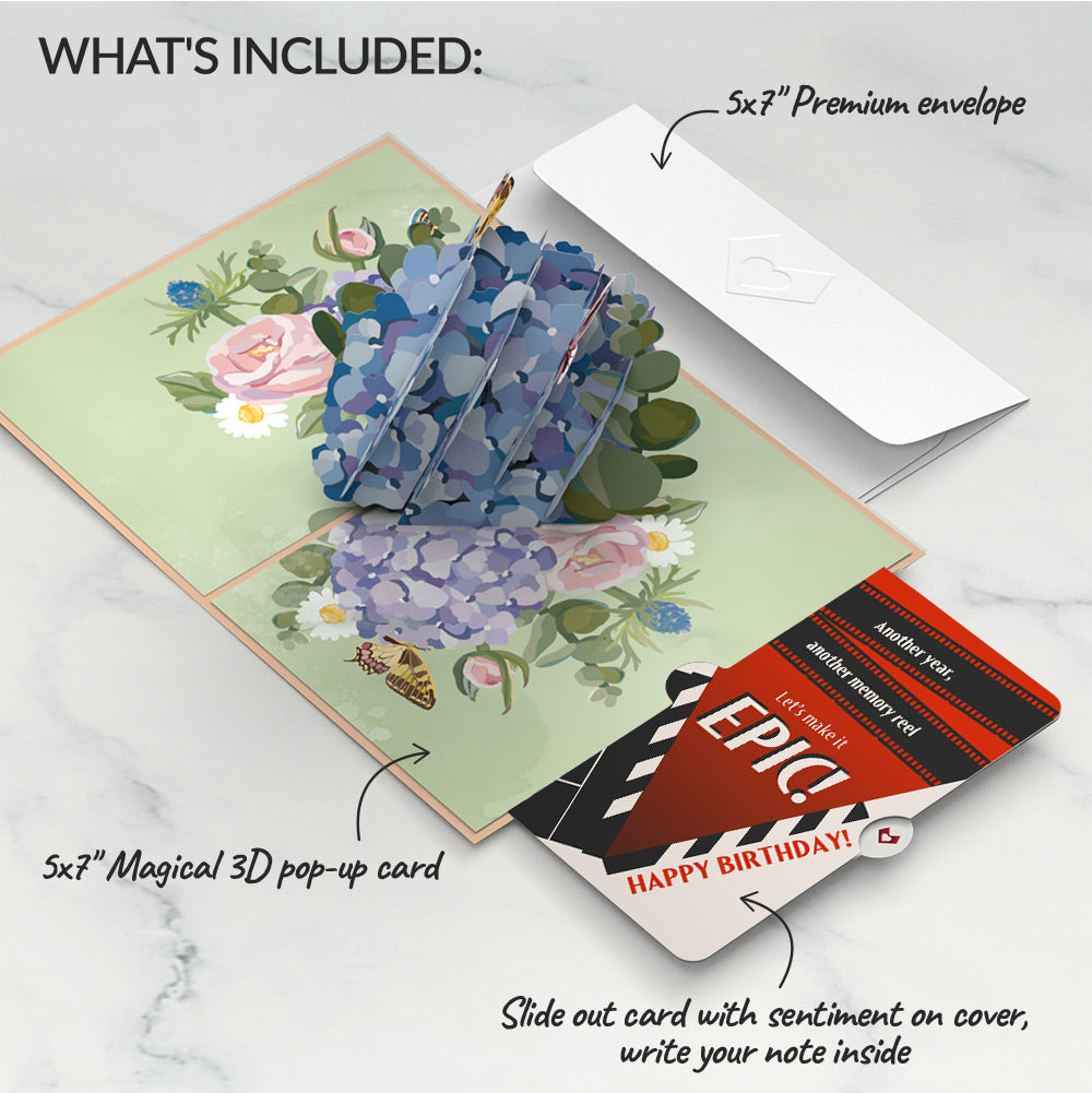 Hydrangea Butterflies Birthday Pop-Up Card and Epic Reel Sentiment Set、mySite、solidvoid