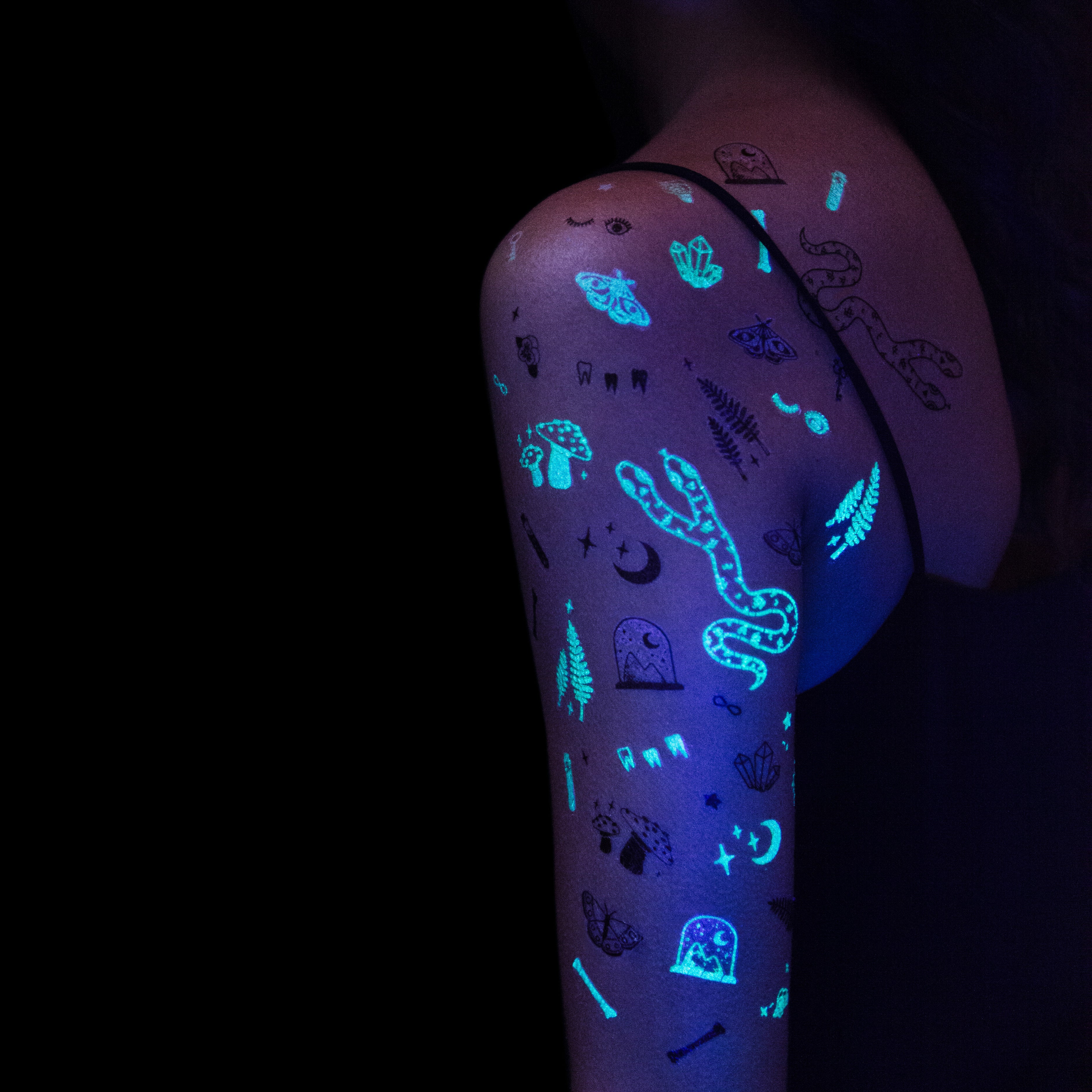  The Curiosities Glow-in-the-Dark Tattly Temporary Tattoos Sheets、mySite、ghnorth