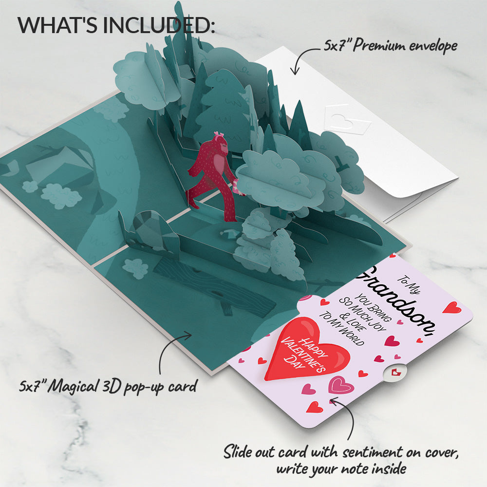 Searching for a Valentine Like You Bigfoot Valentine Pop-Up Card and Sentiment Set for Grandson、mySite、solidvoid