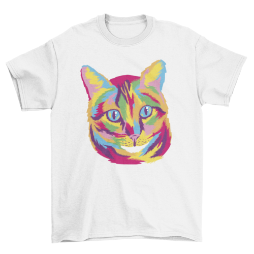 Colorful Cat Animal Face T-Shirt、mySite、camillekostekn