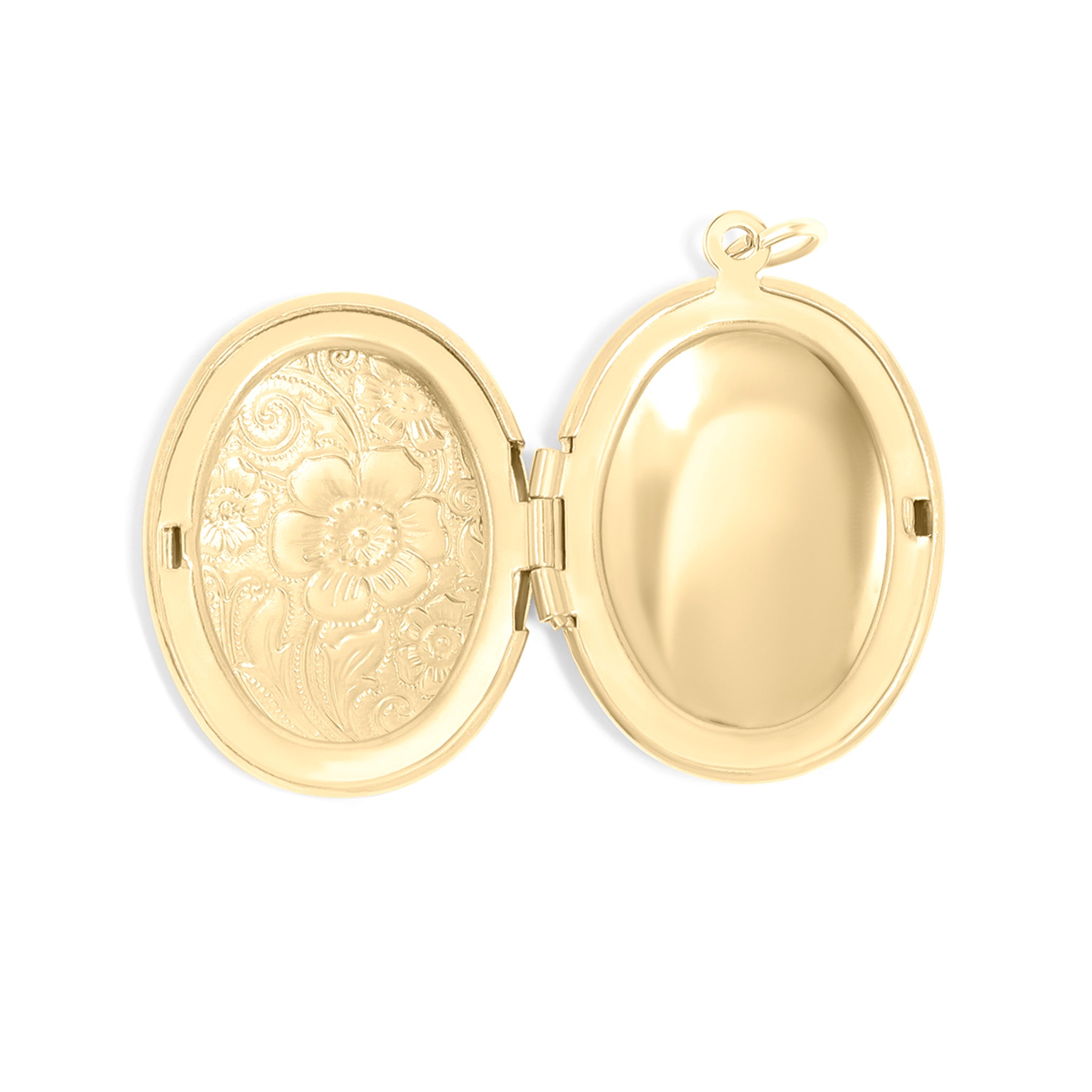18K Gold PVD Stainless Steel Textured Oval Locket / PDL0245、mySite、dreamappss