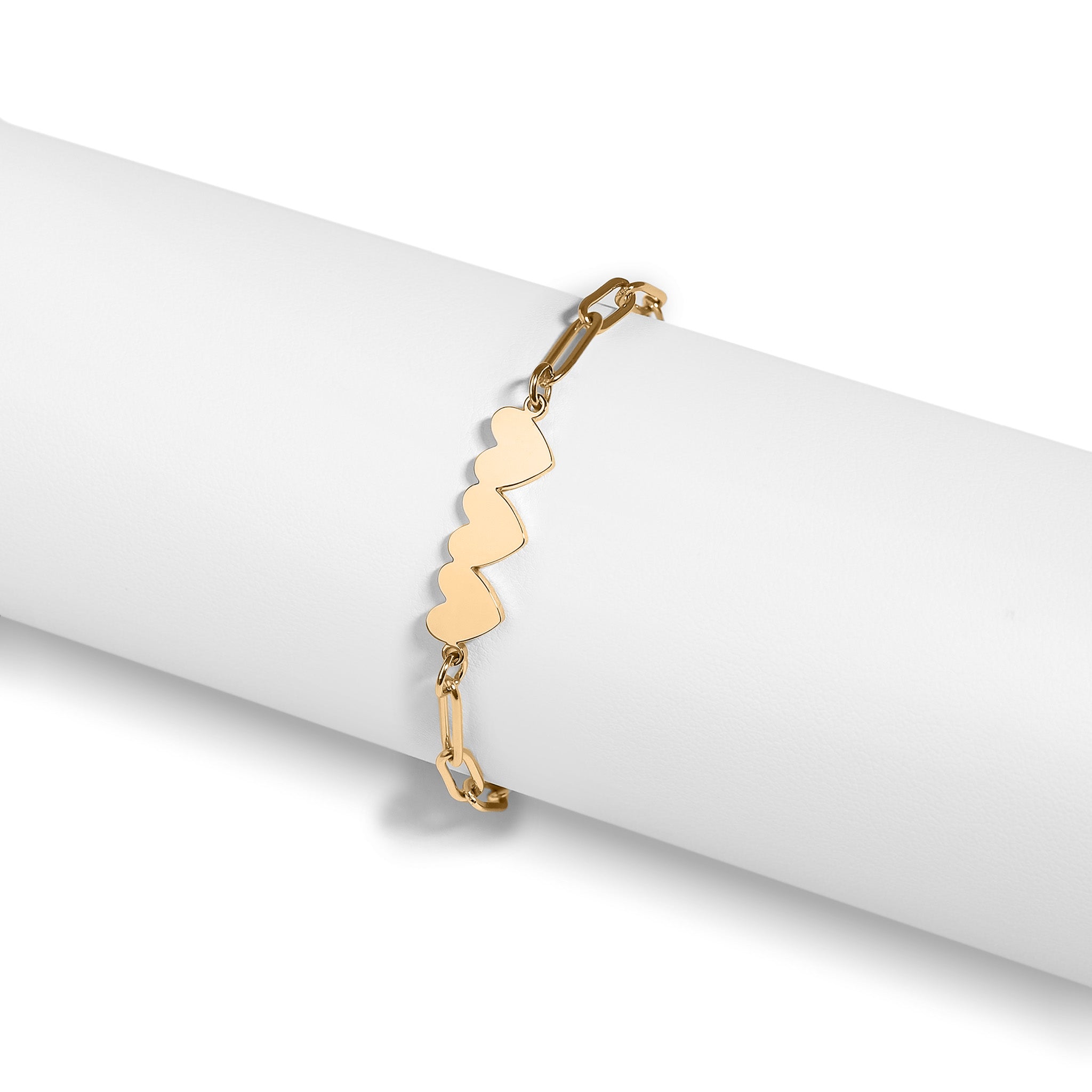 Stainless Steel Engravable 3 Heart Paperclip Bracelet / SBB0352、mySite、dreamappss