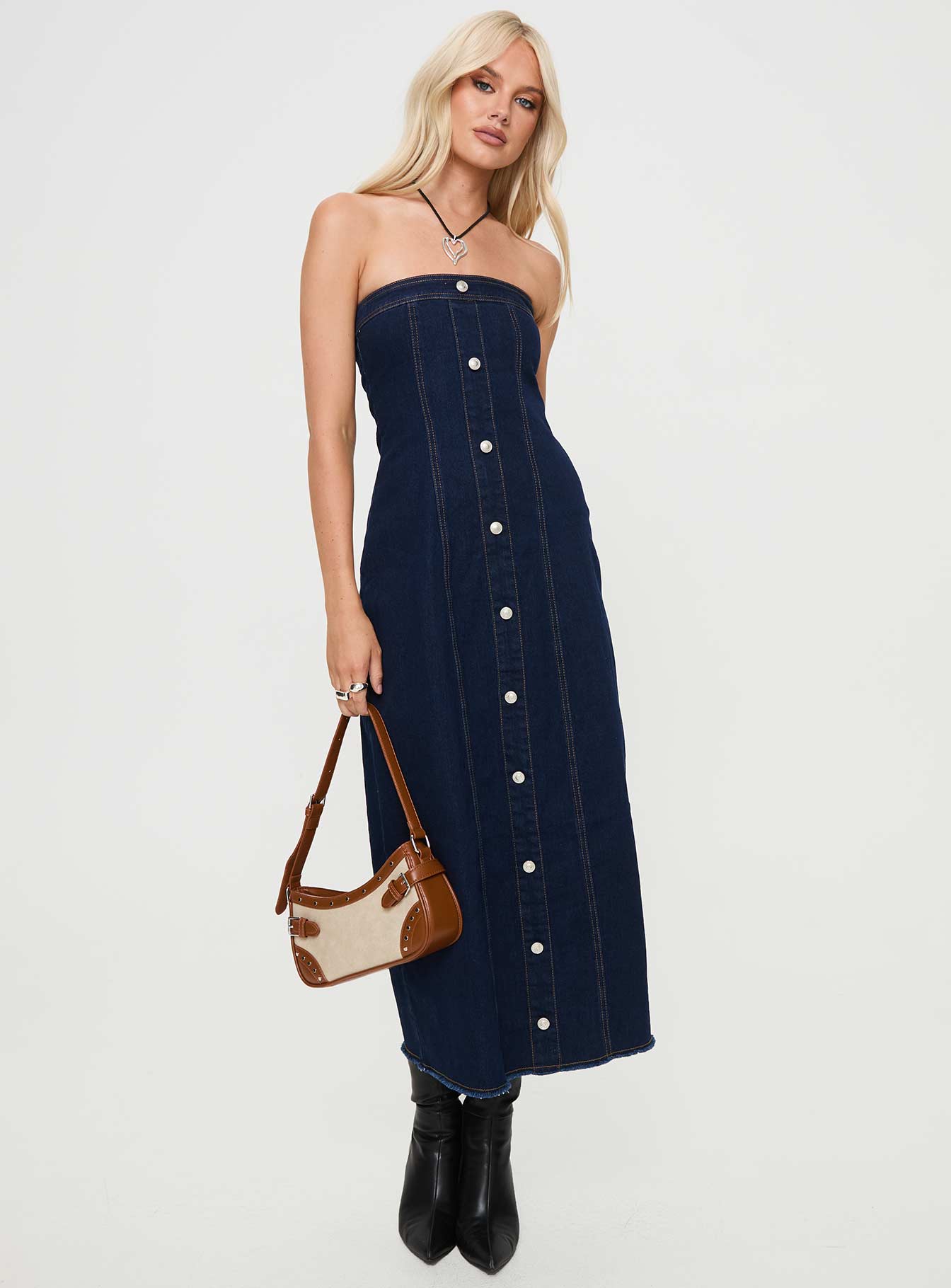 Stoltz Denim Midi Dress Blue、mySite、solidvoid