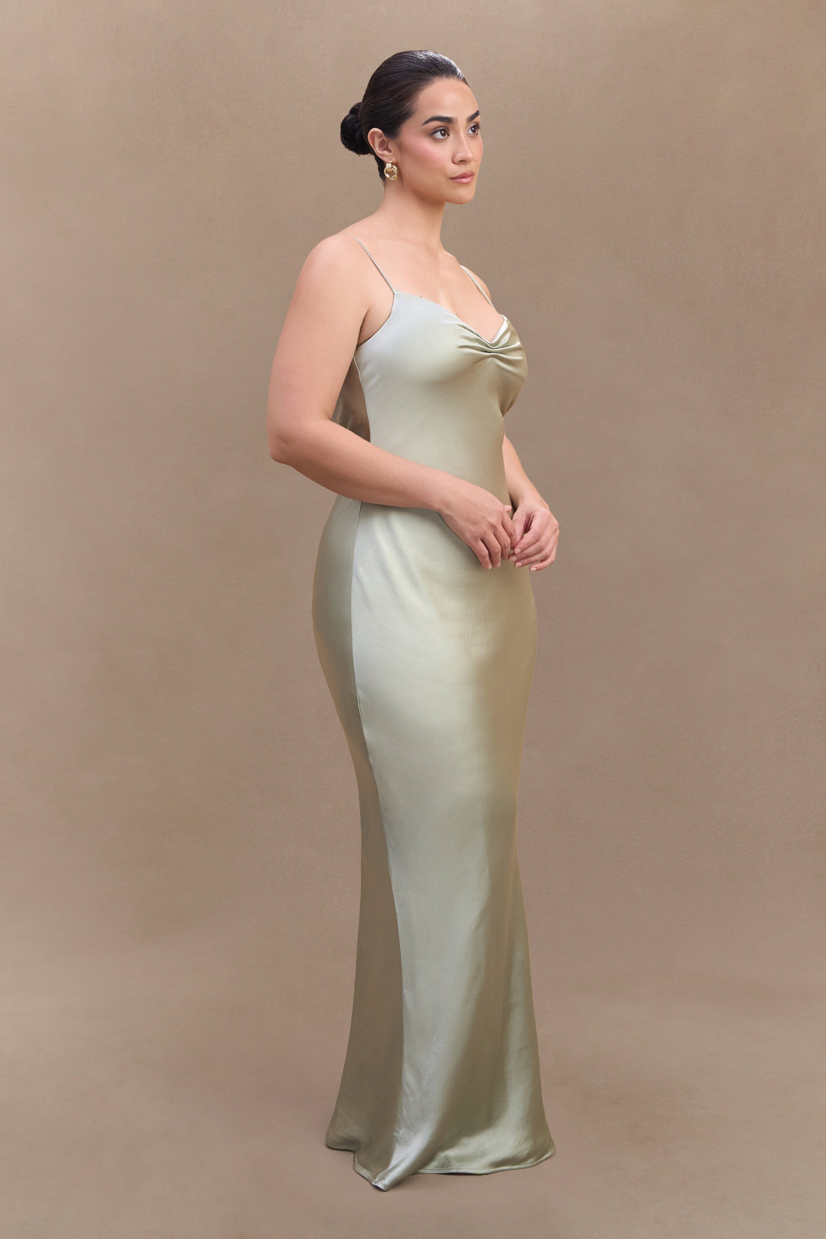 Lilly Sweetheart Satin Maxi Dress - Sage、mySite、solidvoid