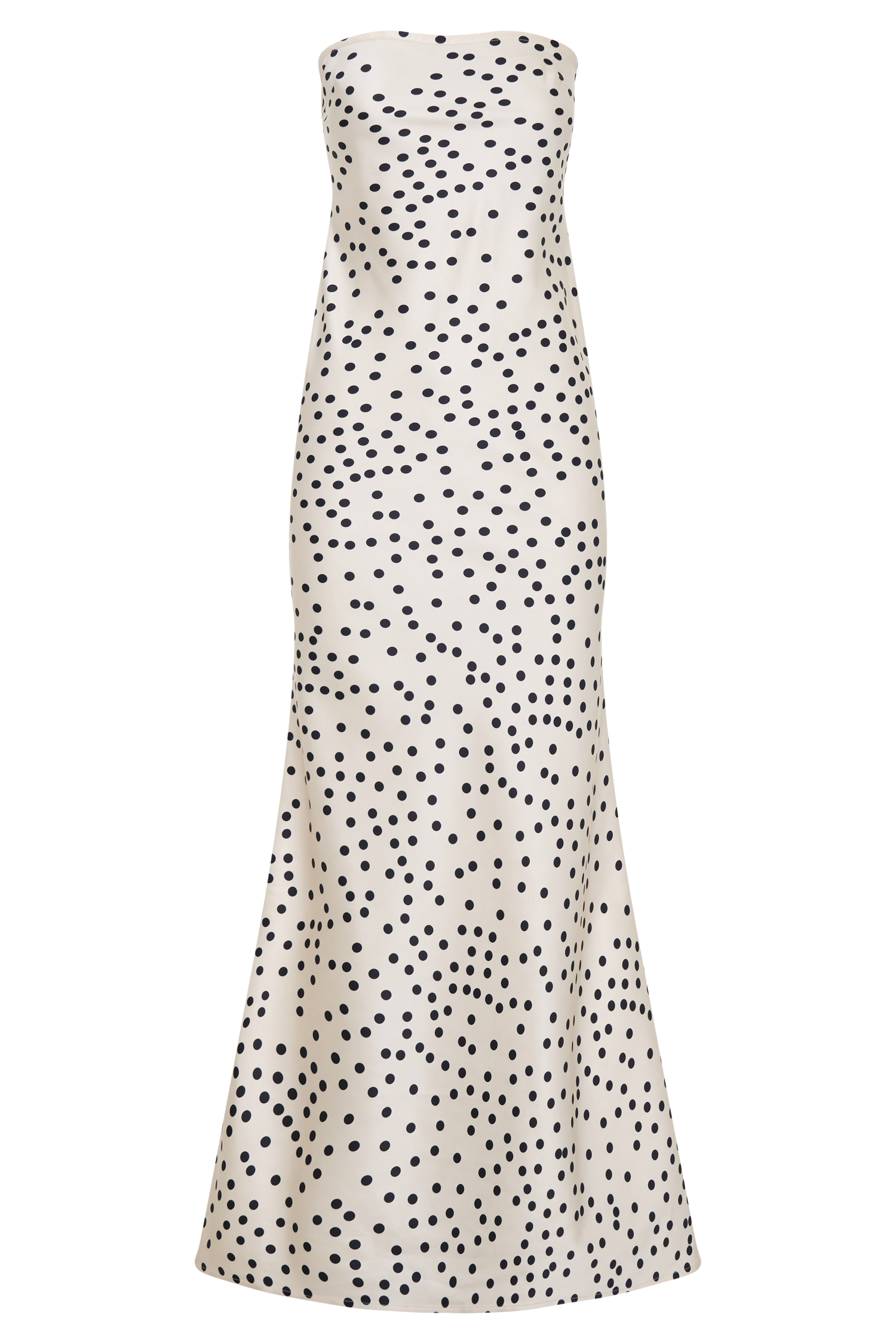 Claudette Strapless Satin Maxi Dress - Polka Dot Print、mySite、solidvoid