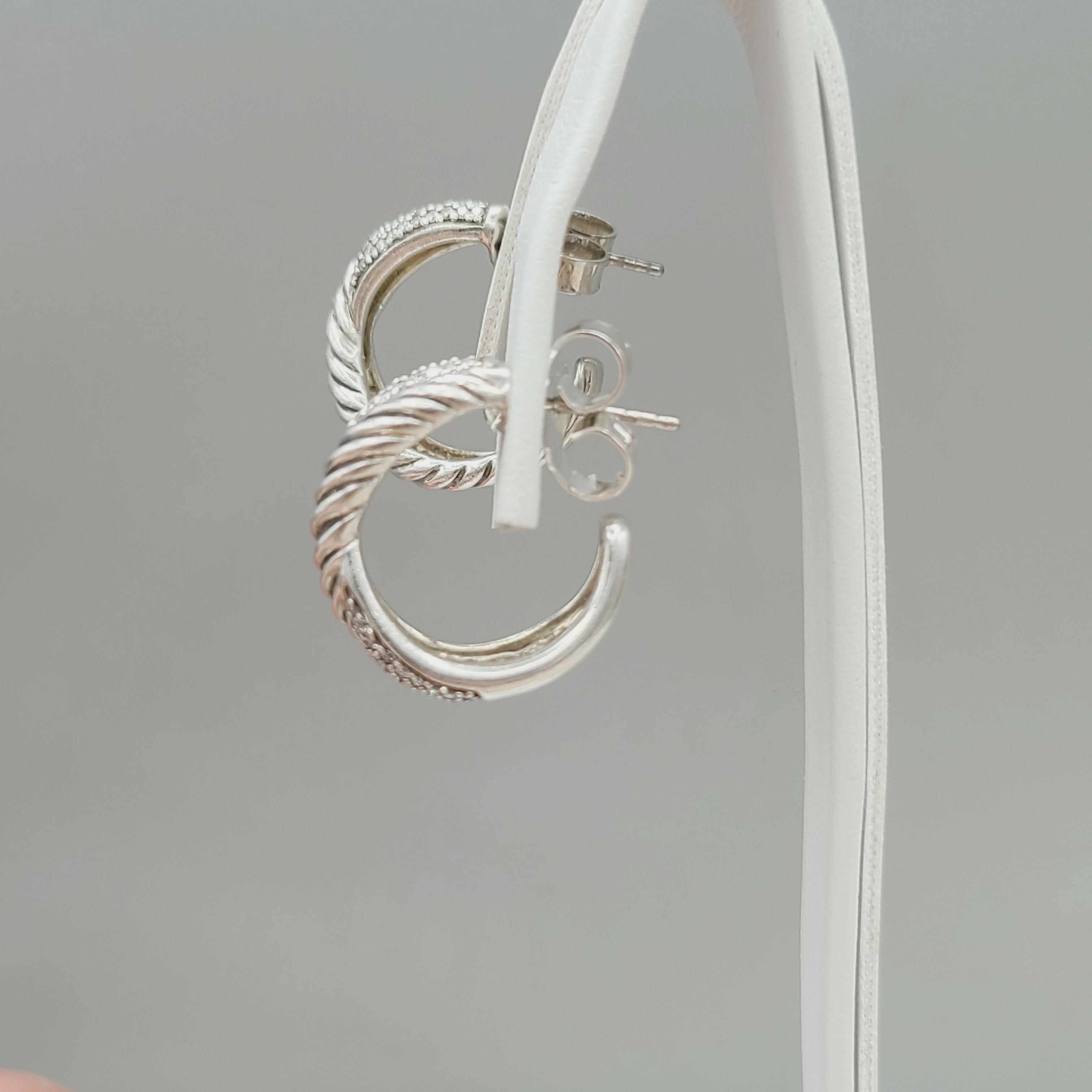 David Yurman Crossover Earrings Wide X Design with Diamonds、mySite、hinf8tx79