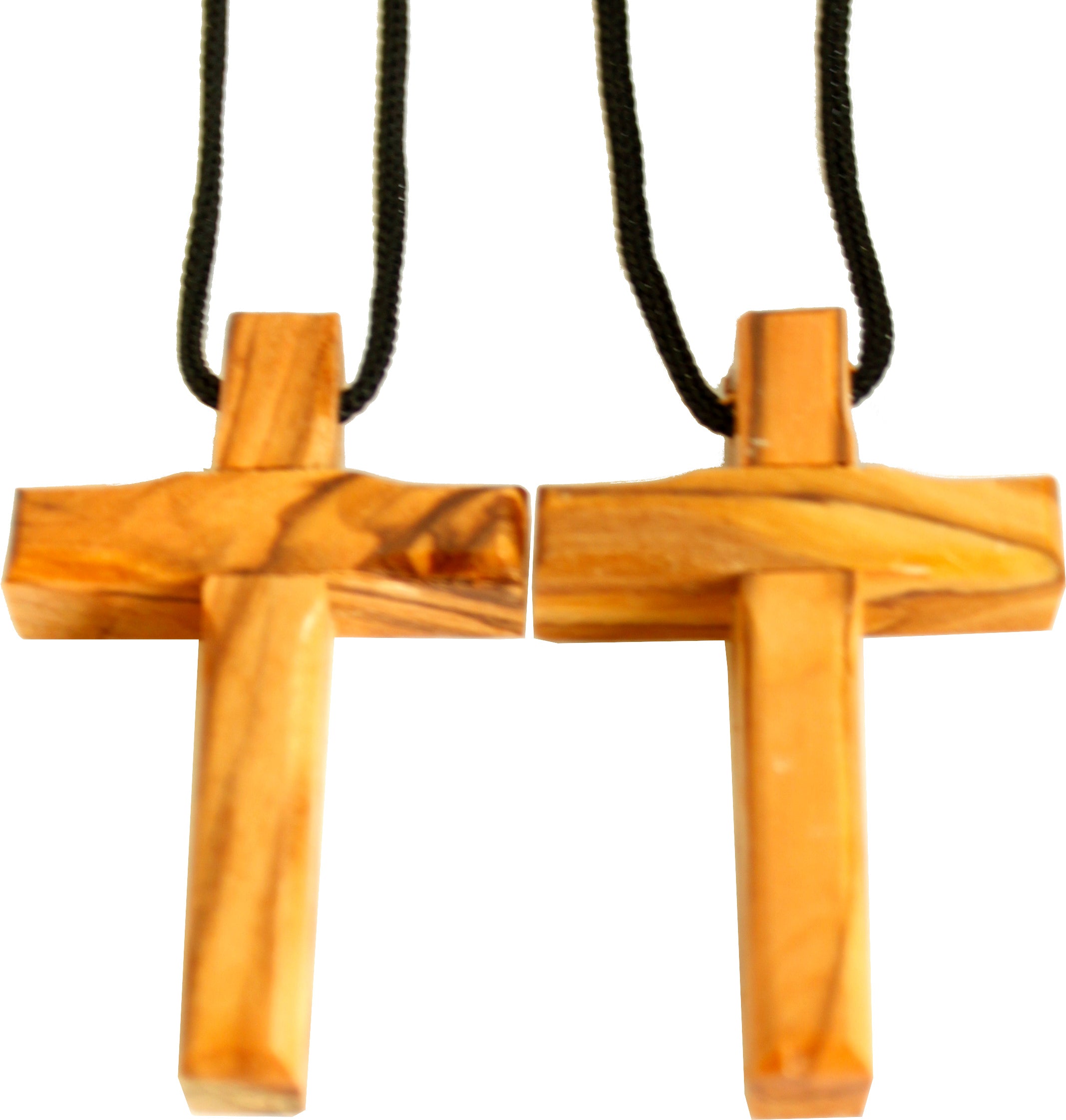  Holy Land Market Pair of Olive Wood Crosses Pendant (2.25 to 2.75 Inches H and strap is 20 Inches on each)、mySite、elrpsem3k