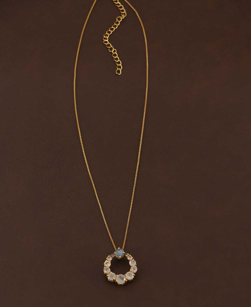 Rainbow Moonstone Circle Gold Plated Necklace、mySite、topwebapps