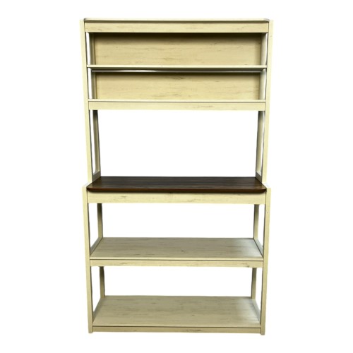  31.5" White and Black color 5-Tier Bakers Rack for Kitchen with Storage, Coffee Bar, Kitchen Shelves, Microwave Stand、、yumabirdnaturehistoryfestival