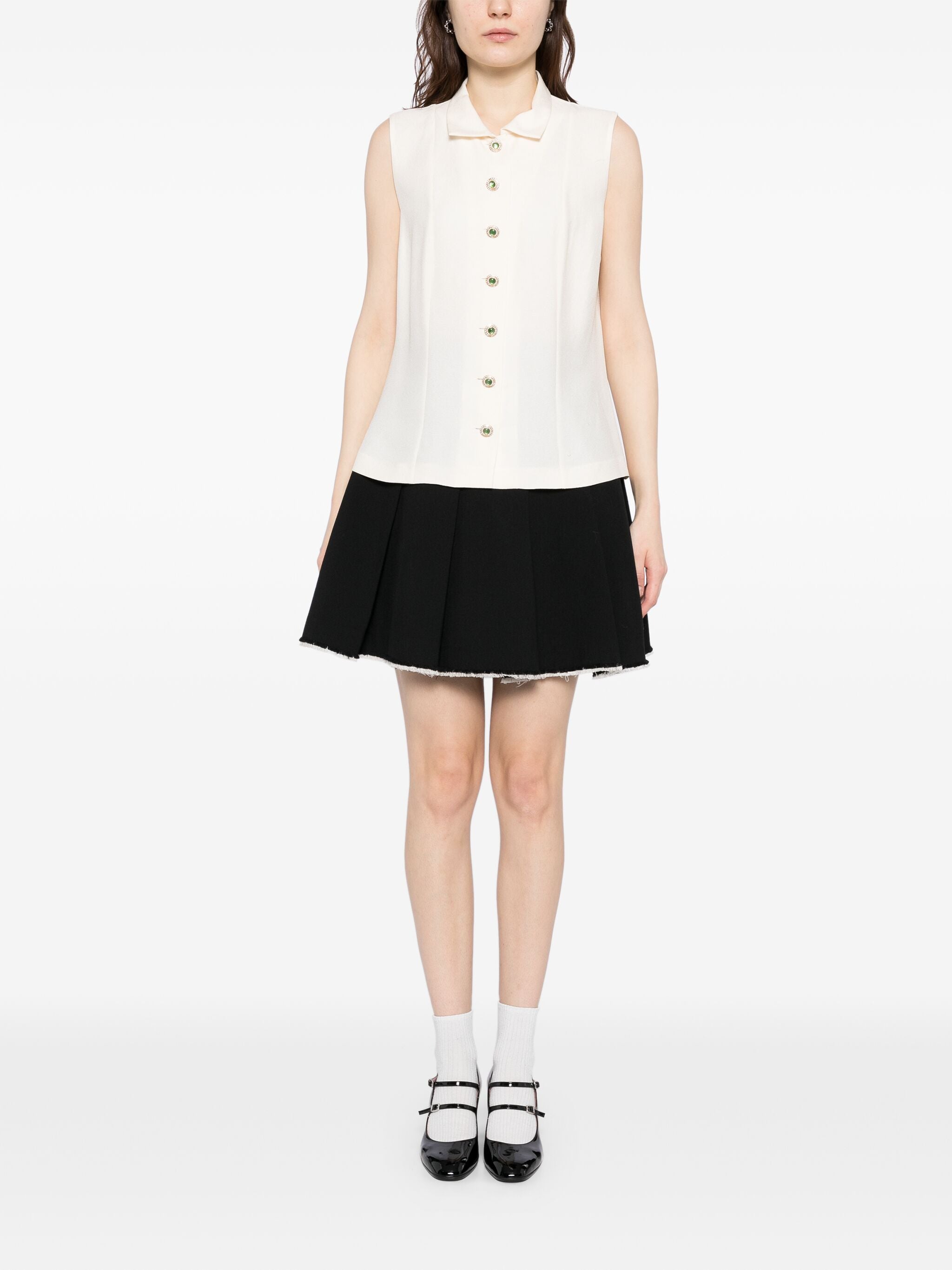 White Embellished Button-Up Shirt、mySite、garminoutage.com