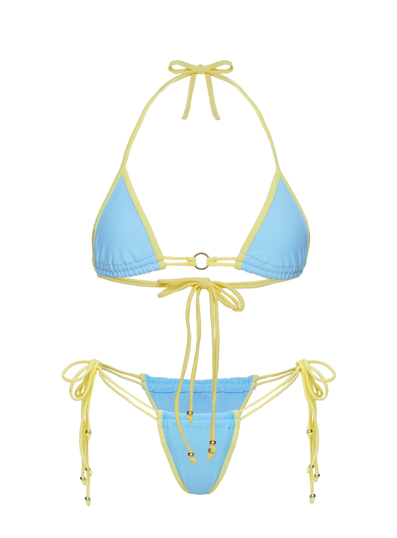 Nayeli Triangle Bikini Top Blue / Yellow、mySite、solidvoid