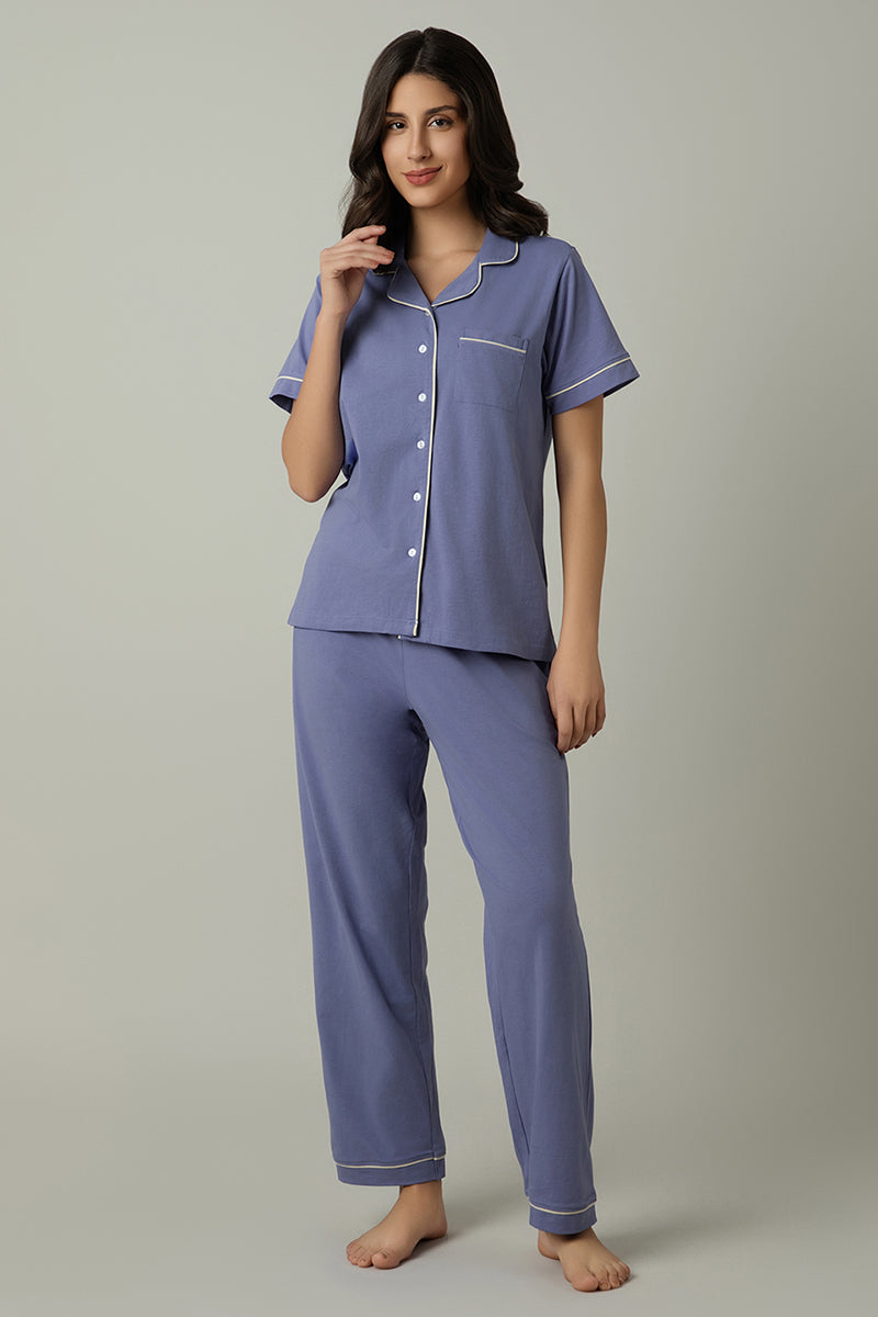  Sleep Button Down PJ Set - Lavender Violet、mySite、justintrudeaud