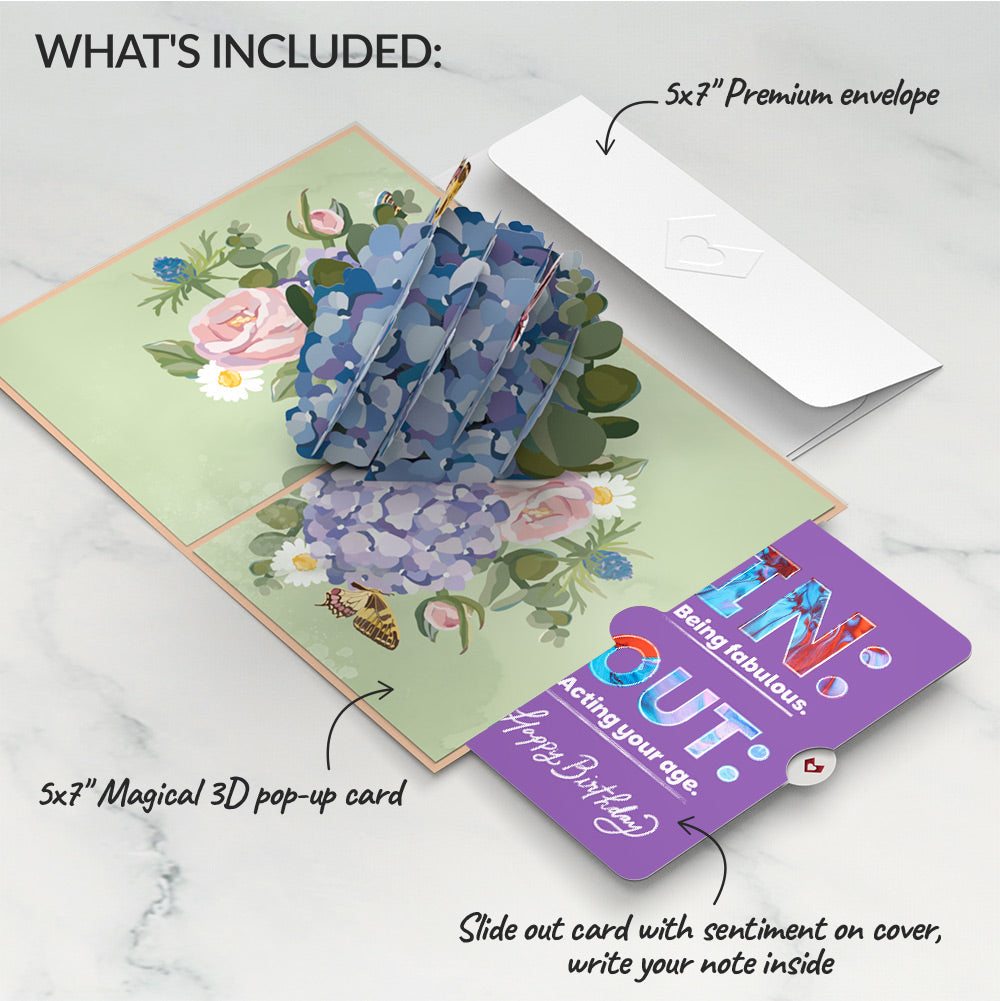 Hydrangea Butterflies Birthday Pop-Up Card and IN & OUT Sentiment Set、mySite、solidvoid