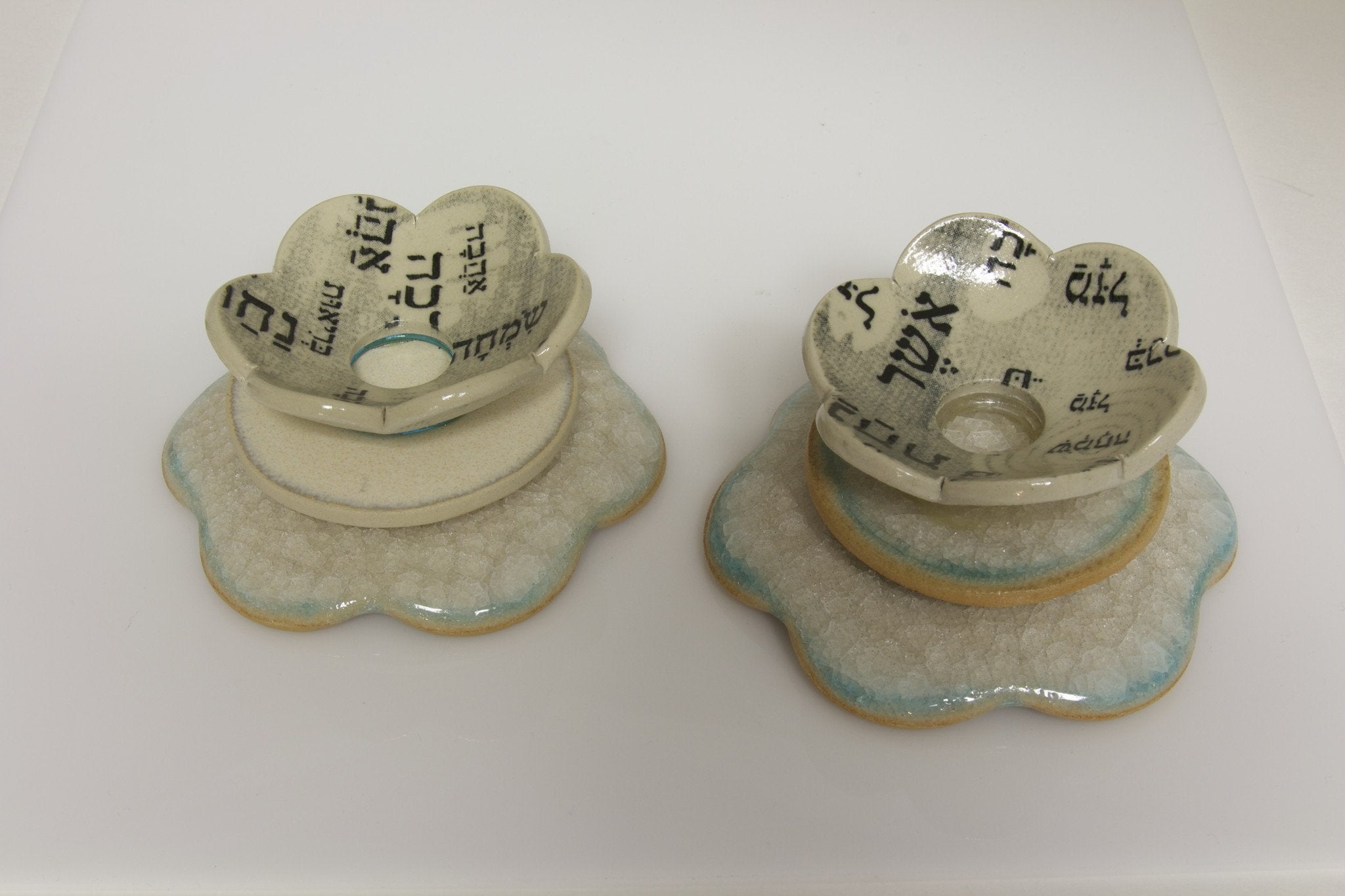 Flower Shabbat Candlesticks With Hebrew Text by Michal Ben Yosef、mySite、topwebapps