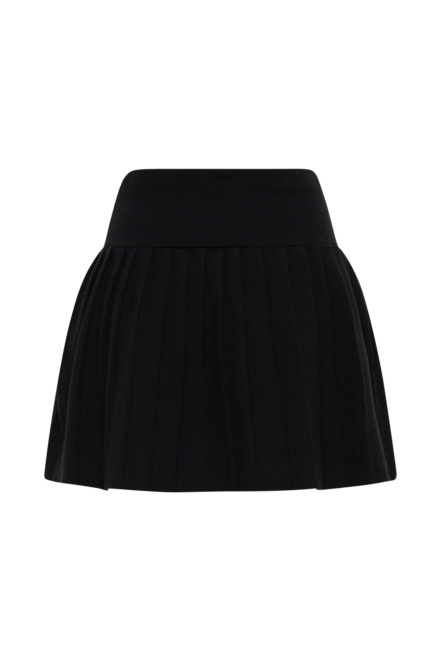 Beverly Knit Pleated Mini Skirt - Black、mySite、solidvoid