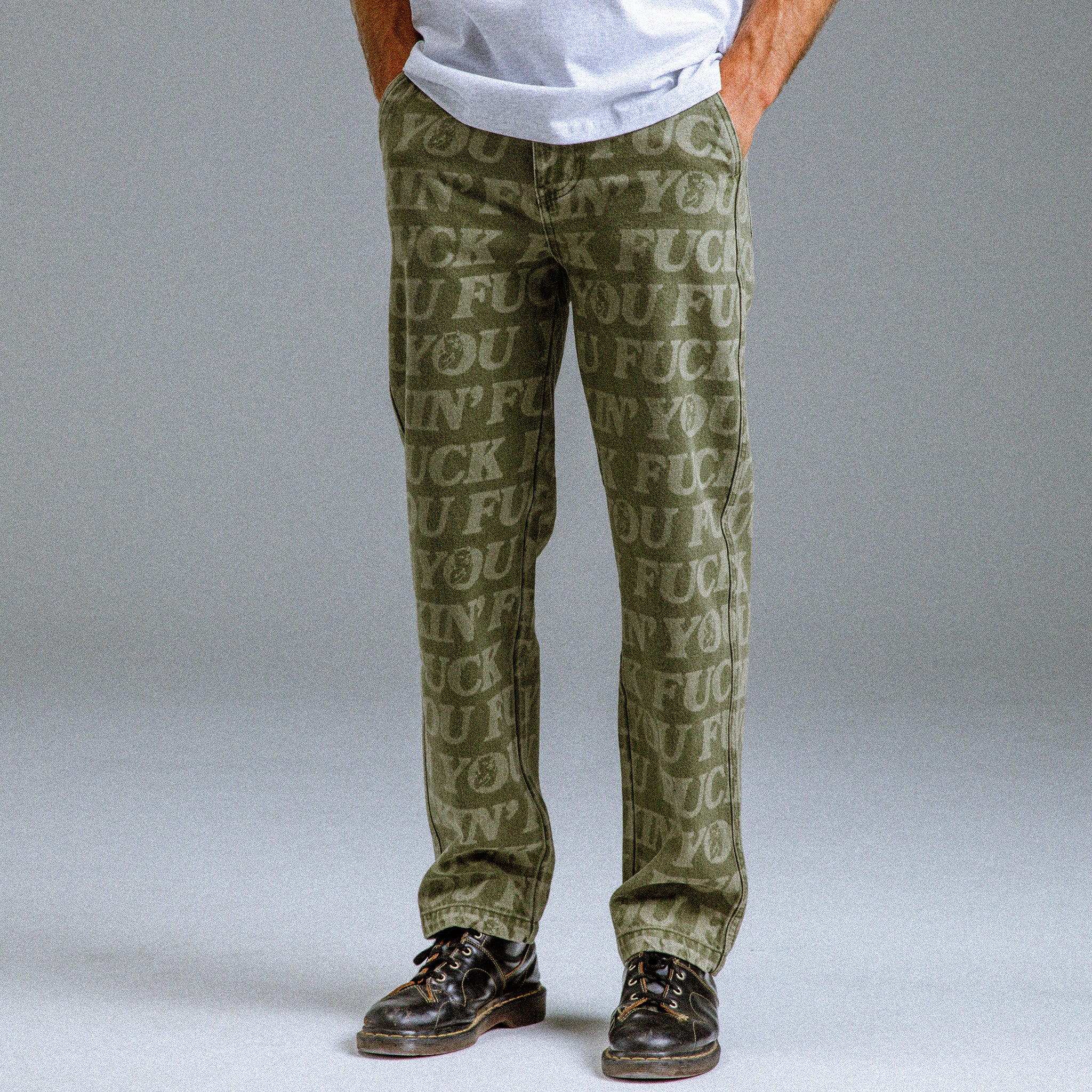  F.U.F.F. Washed Denim Pants (Light Olive Denim)、mySite、merchandisen