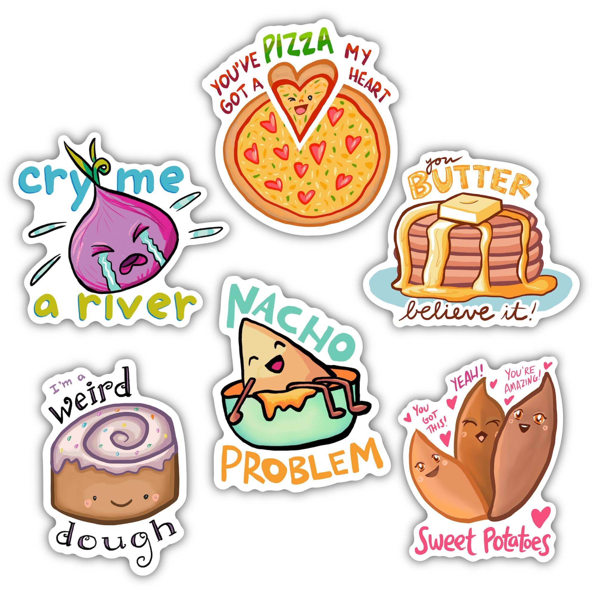  Food Pun Stickers 6 Pack、mySite、ghnorth