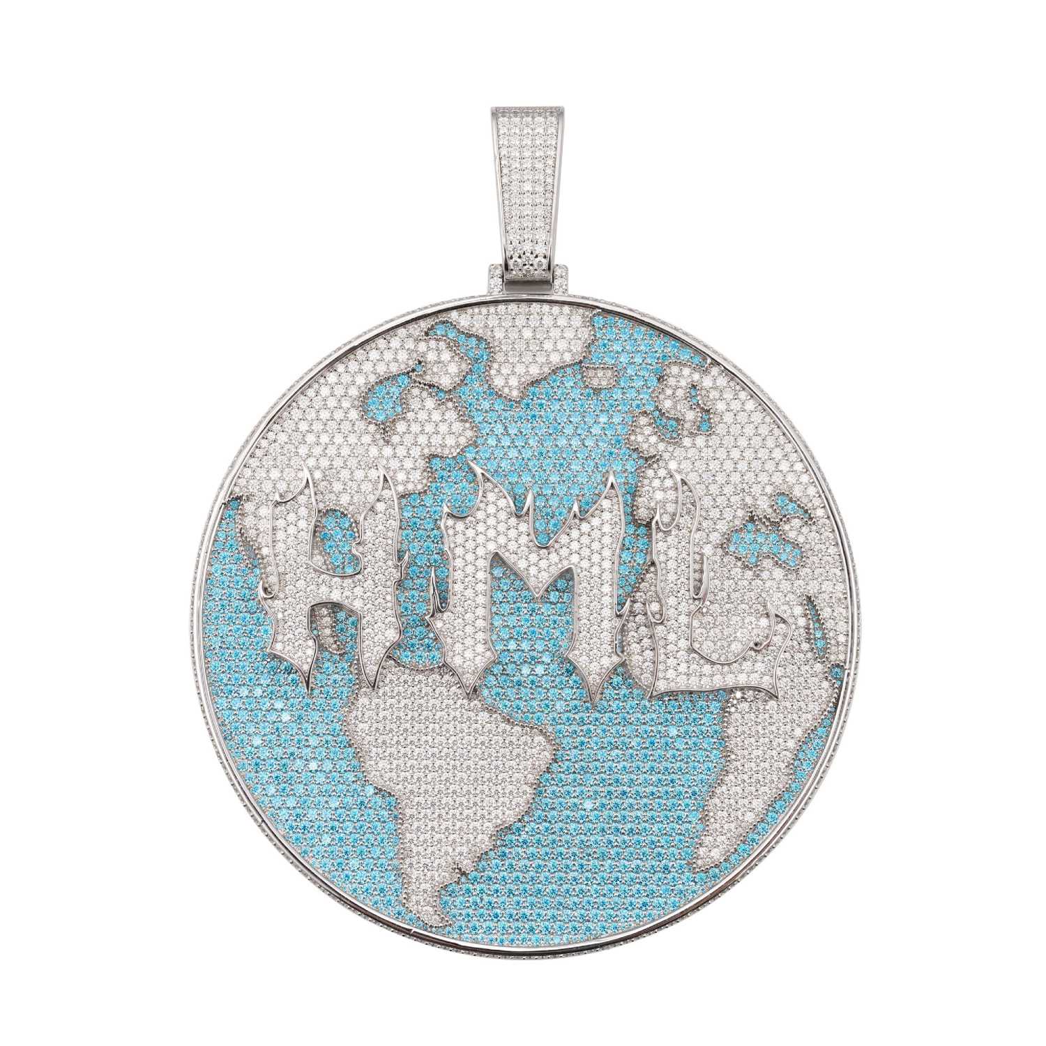 Custom WORLD Moissanite Circle Pendant 14K Gold、mySite、hinf8tx79