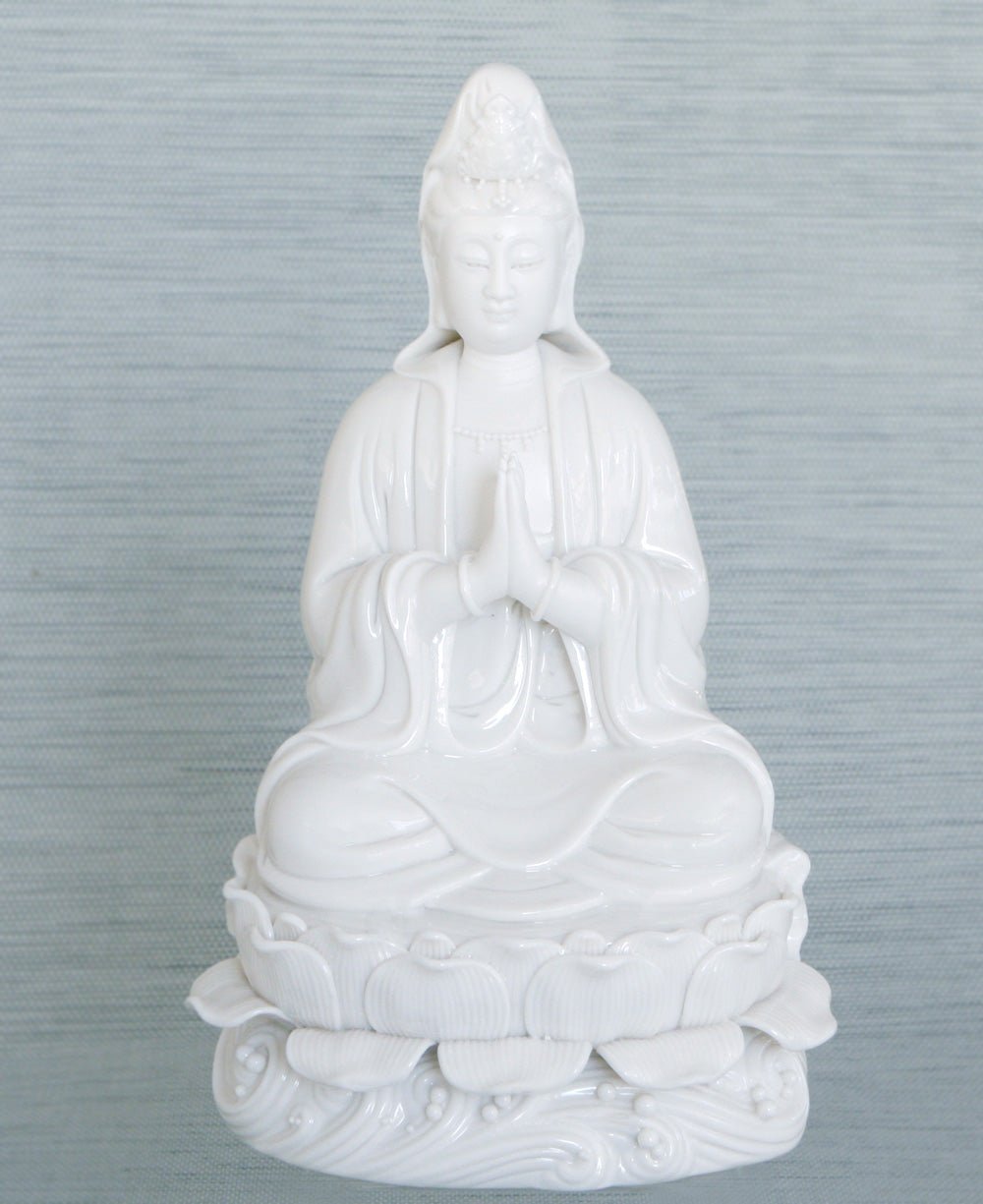 White Porcelain Praying Kuan Yin Statue, 10 Inches、mySite、topwebapps