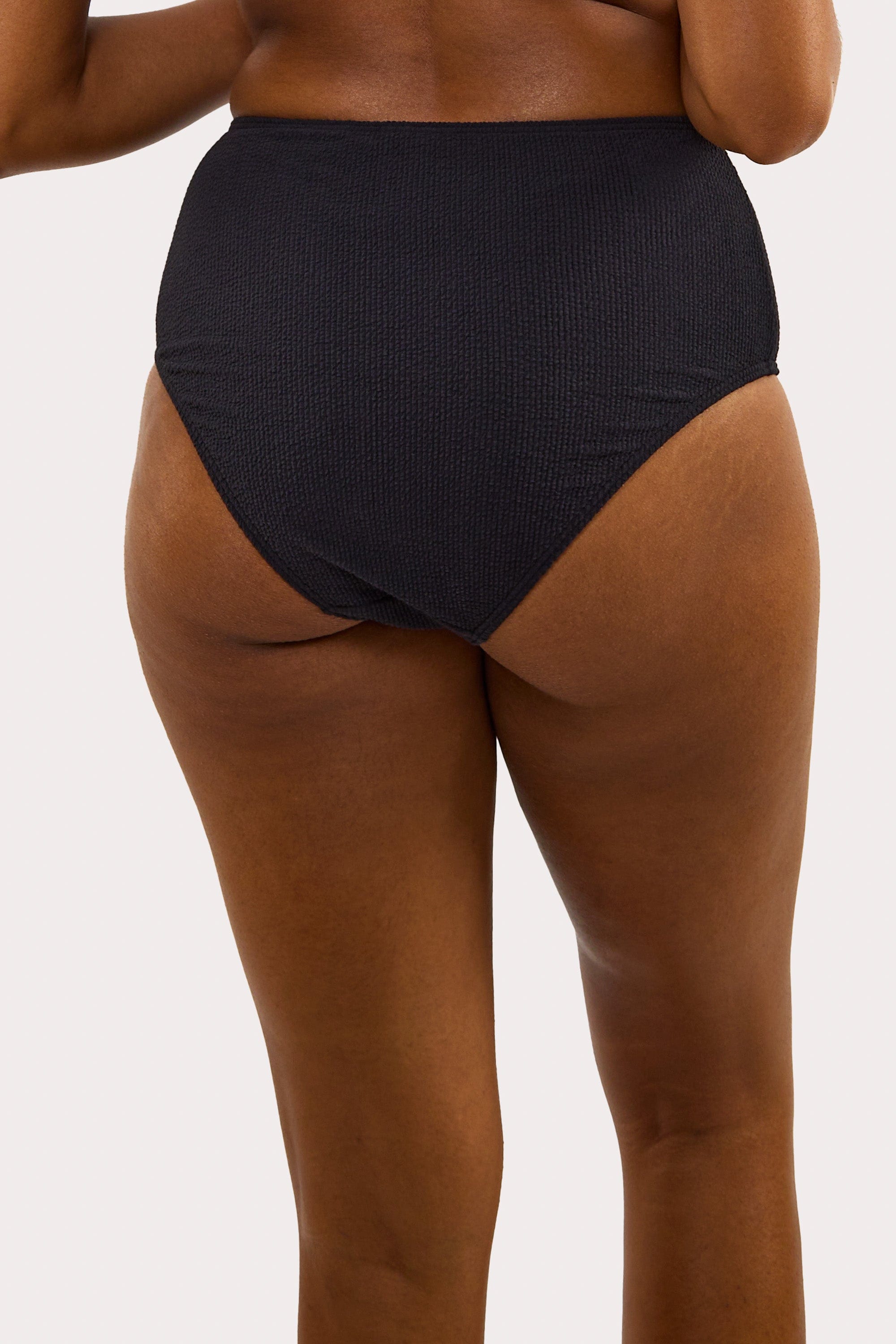 Mila Black Textured High Waisted Bikini Bottom、mySite、bengalsvssteelers