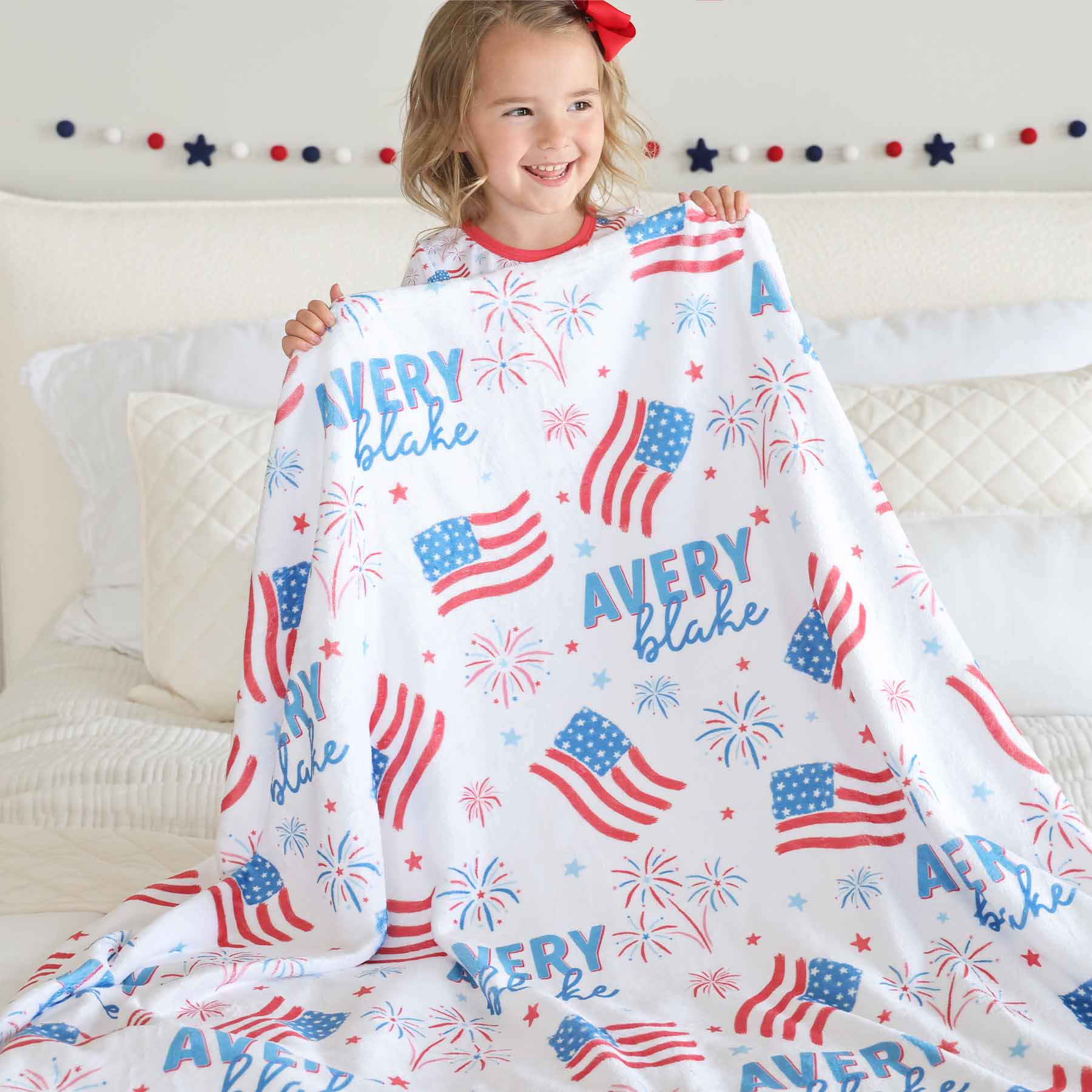  Fireworks & Freedom Personalized Kids Blanket、mySite、layawaytickets