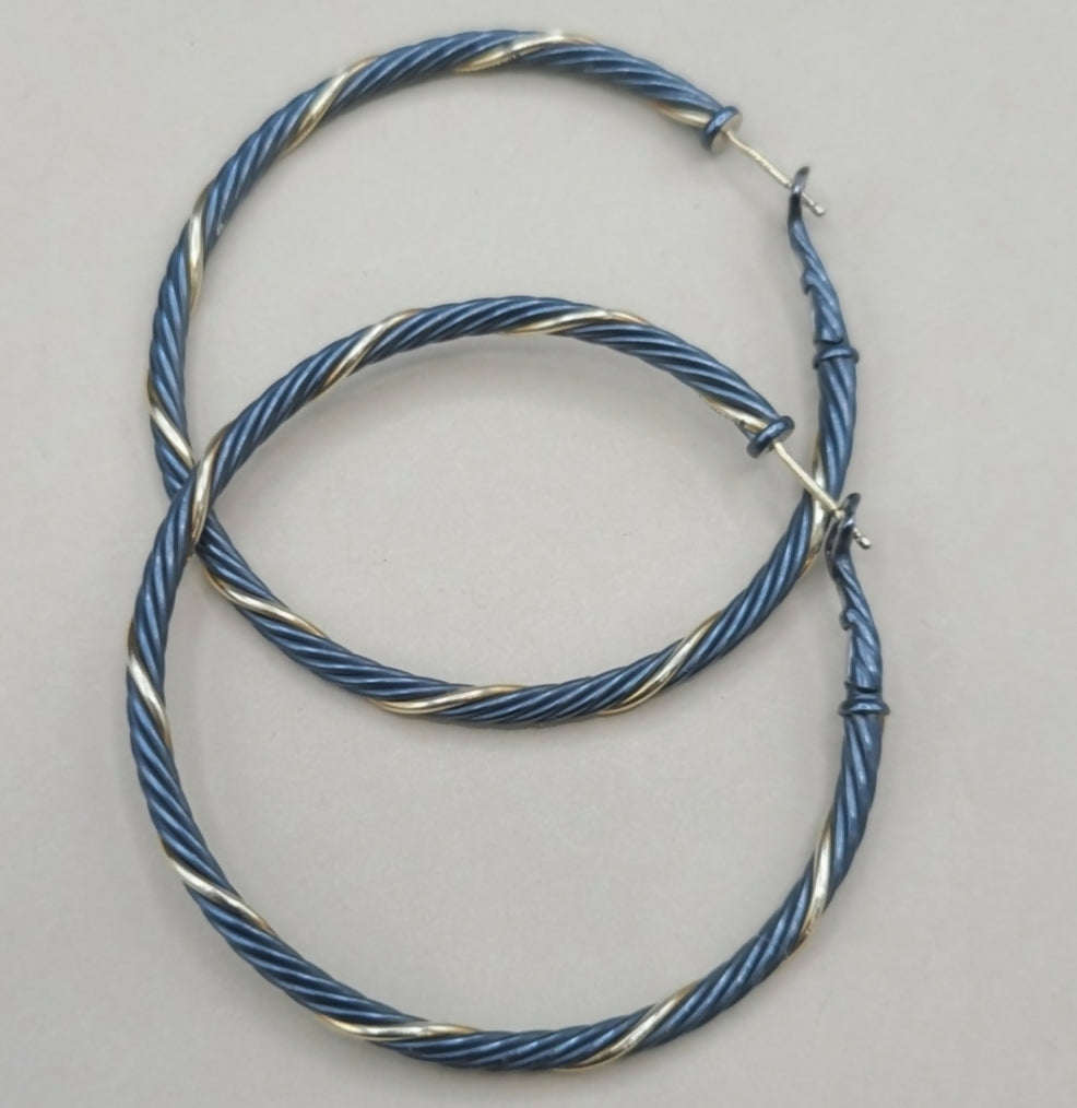 David Yurman Extra Large Hoop Earrings 鈥?Black & Gold、mySite、hinf8tx79