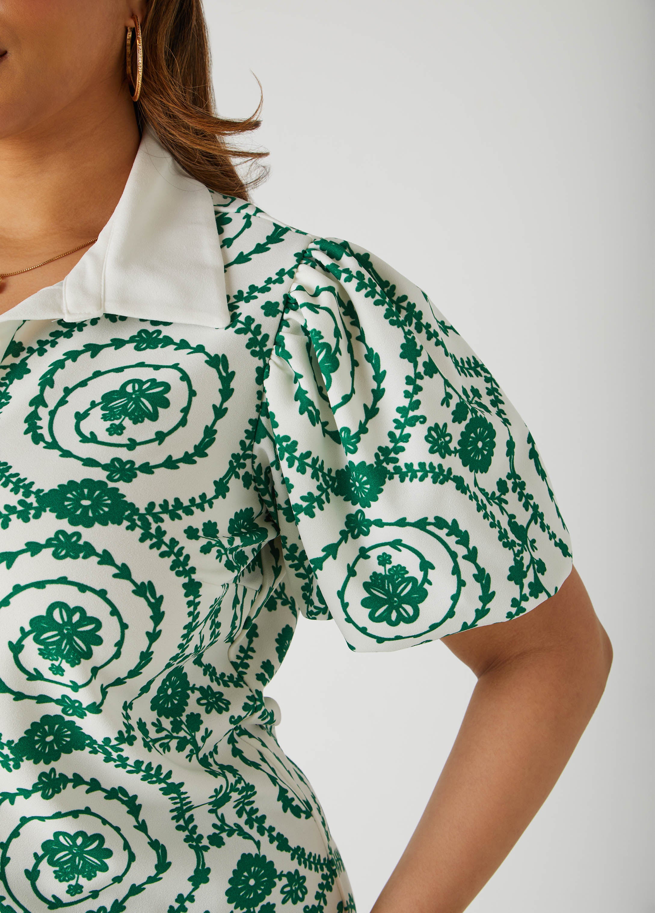 Puff Sleeved Floral Print Shirt、mySite、bengalsvssteelers