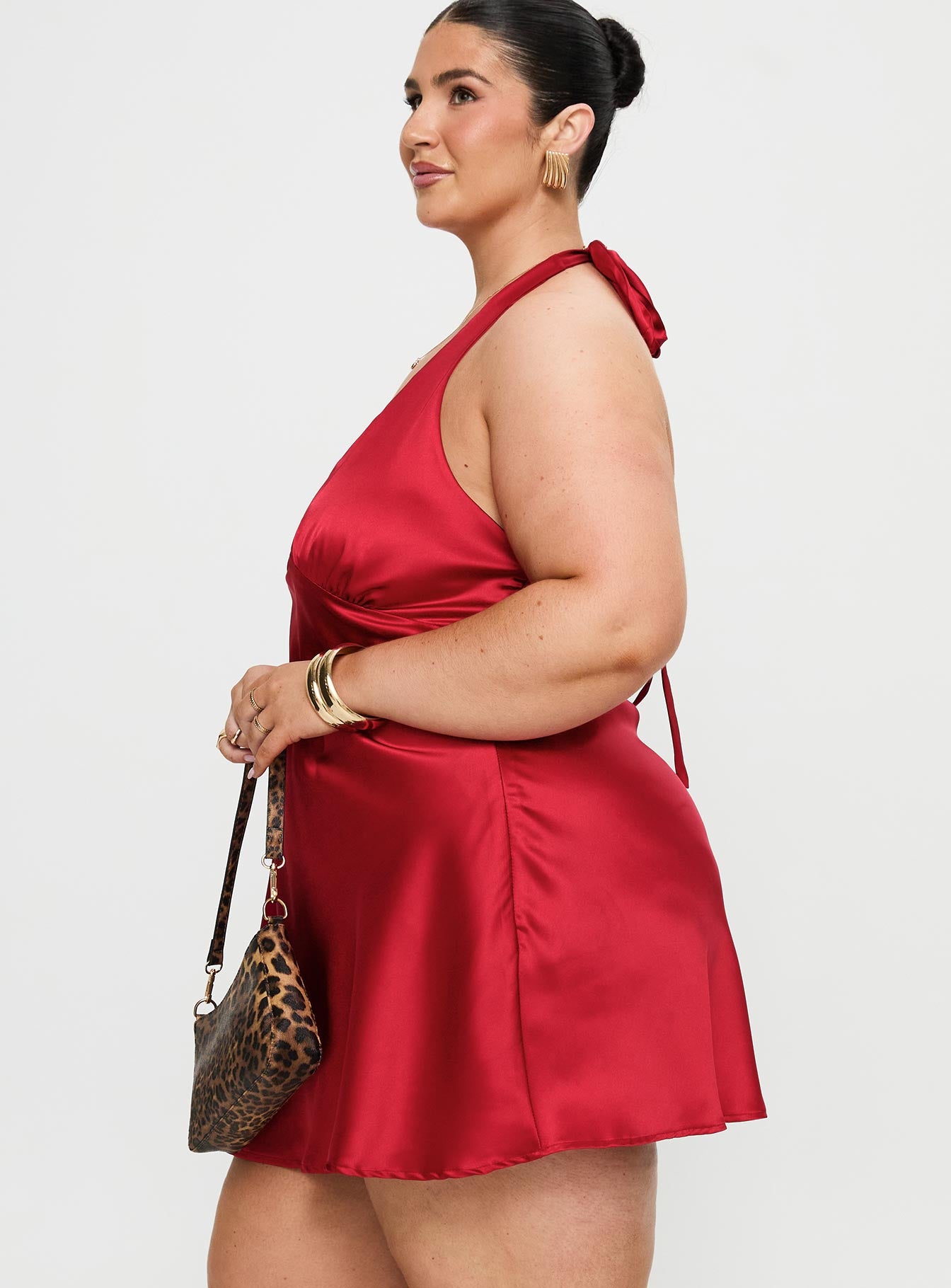 Pelagia Halter Scarf Tie Mini Dress Red Curve、mySite、solidvoid