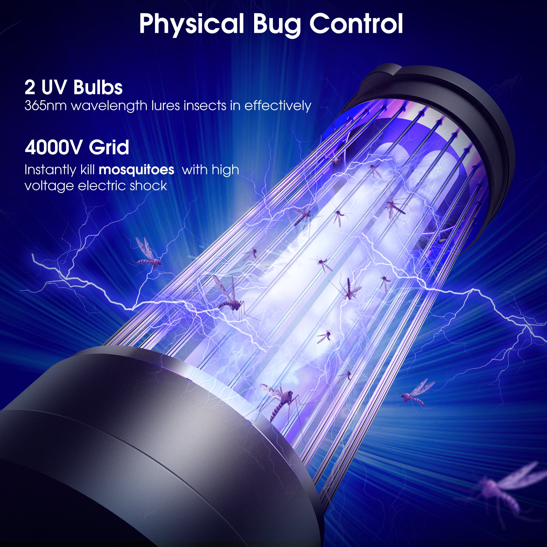 KLOUDIC Bug Zapper 4000 Volt Waterproof Electric Mosquito Killer Trap mosquito repellent outdoor for Home Backyard Patio Garden, Black、mySite、fannypackpong