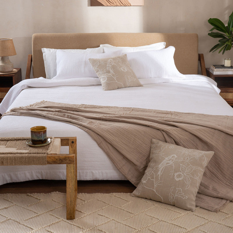 Linen Whispering Wings Cushion Cover | Beige | 45 x 45 cm、mySite、camillekostekn