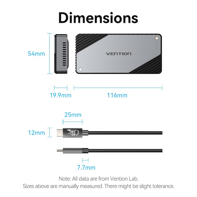 Vention USB 4.0 M.2 NVMe SSD Enclosure (USB 4.0 Type-C) Gray Aluminum Alloy Type、mySite、fannypackpong