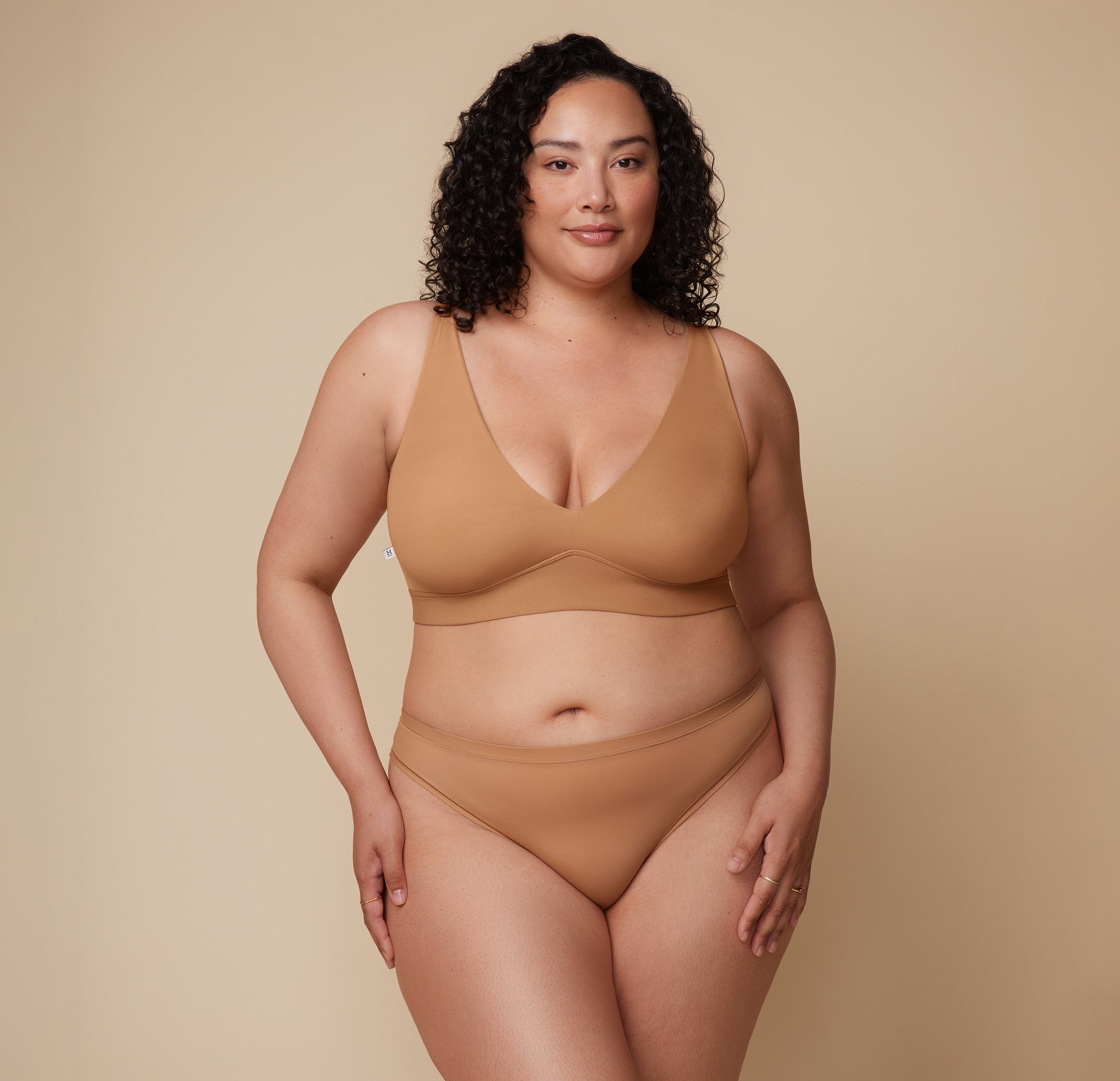 Bliss Plunge Adjustable Bralette - Tan、mySite、bengalsvssteelers