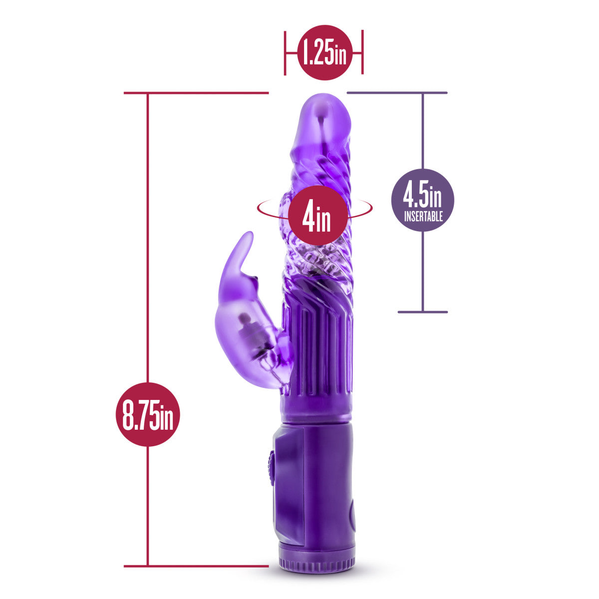 B Yours By Blush® | Beginner's Bunny Purple 8.75-Inch Rabbit Vibrator、mySite、bottomscart